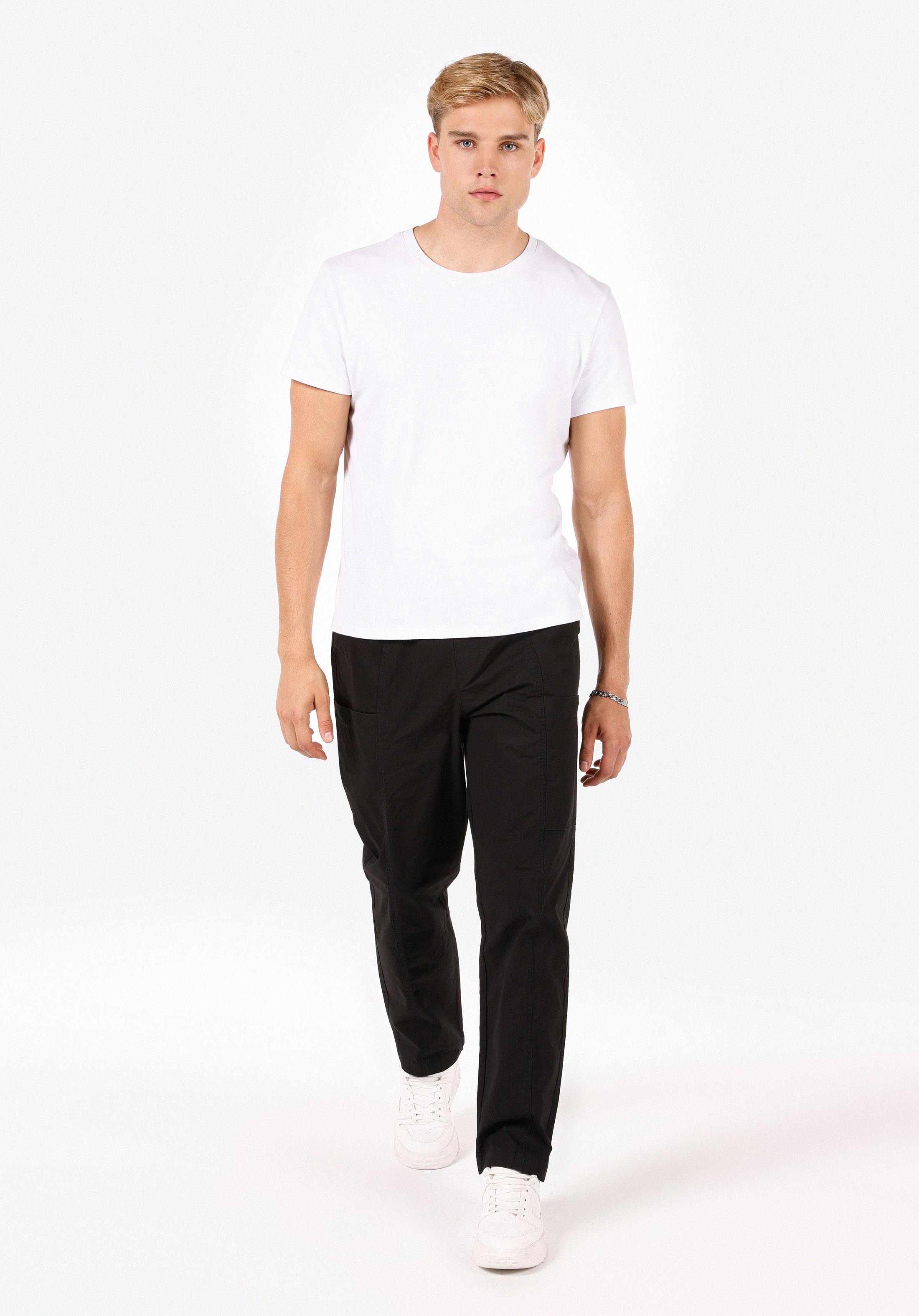 Relaxed Fit Orta Bel Geniş Paça Erkek Siyah  Pantolon