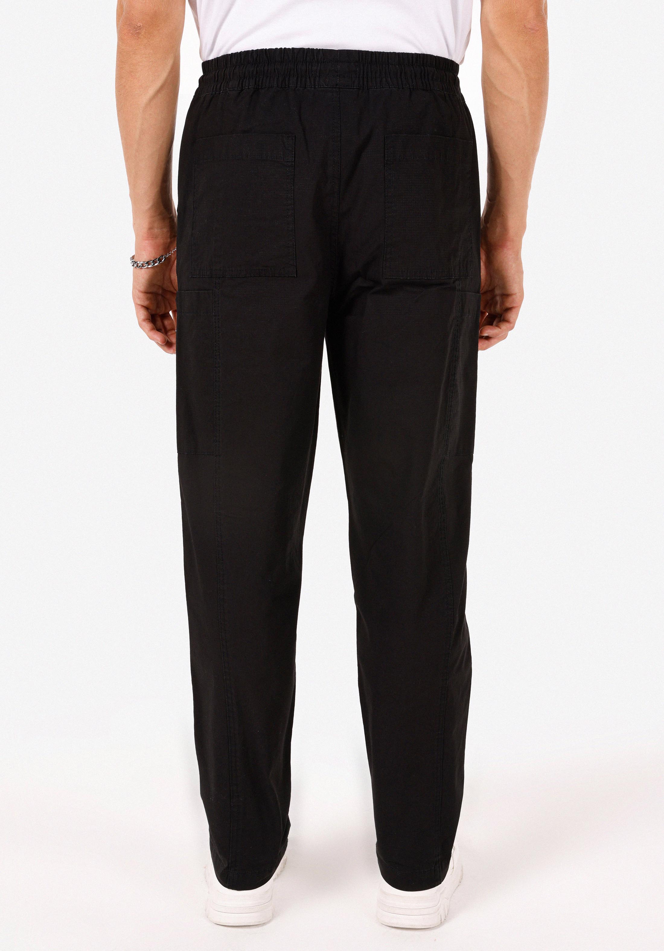 Relaxed Fit Orta Bel Geniş Paça Erkek Siyah  Pantolon