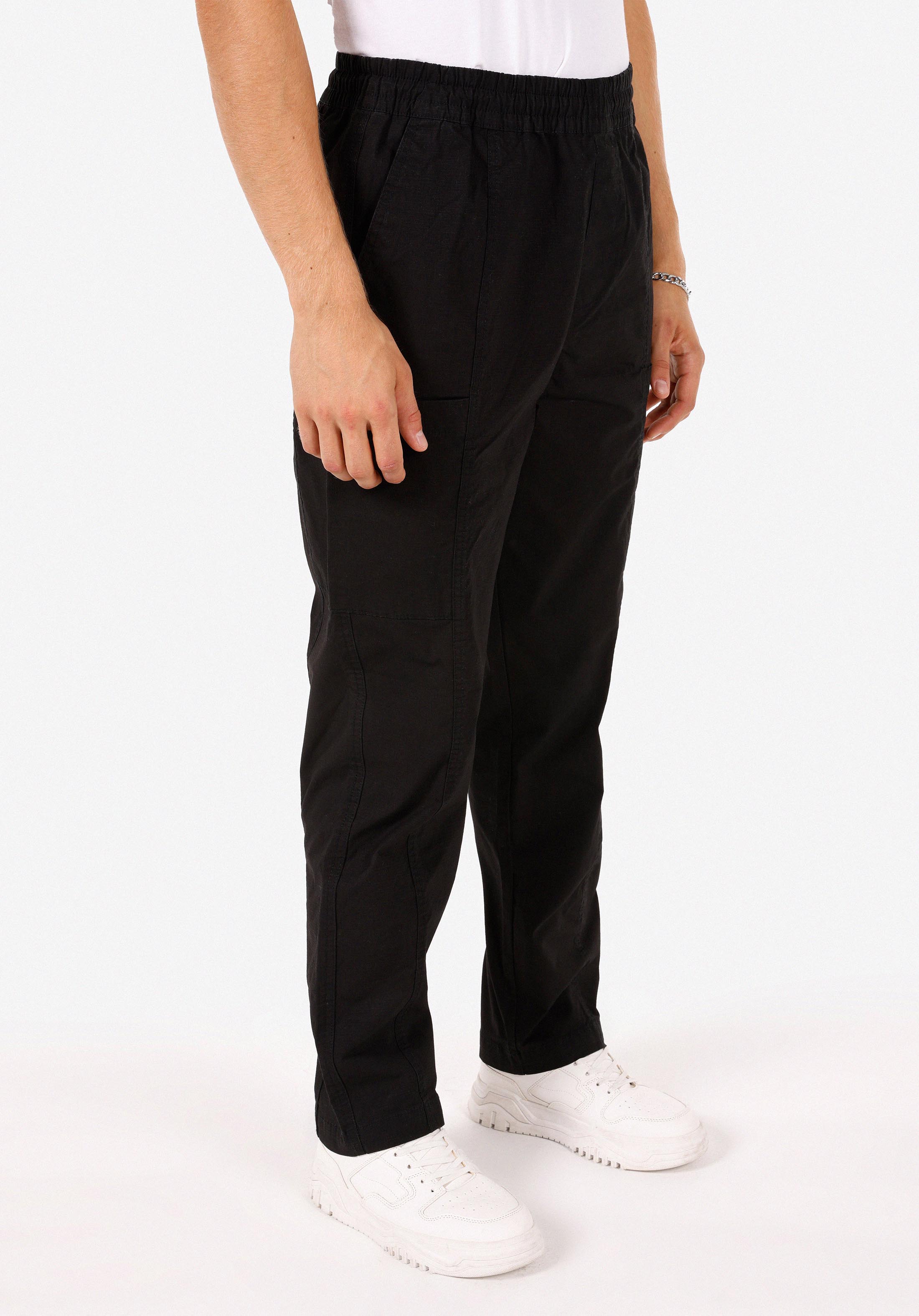 Relaxed Fit Orta Bel Geniş Paça Erkek Siyah  Pantolon