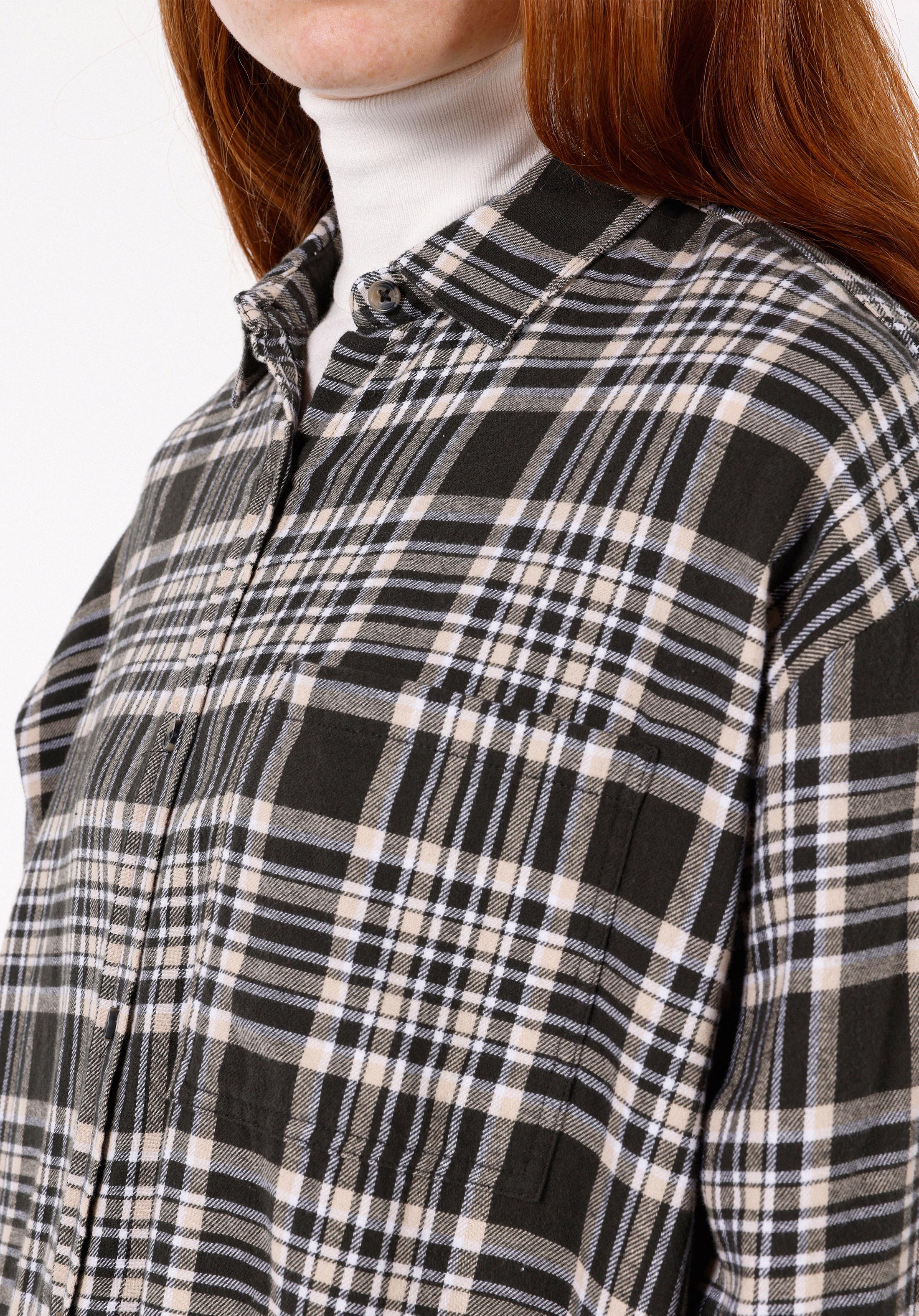 Relaxed Fit Shirt Neck  Kadın Antrasit Uzun Kol Gömlek