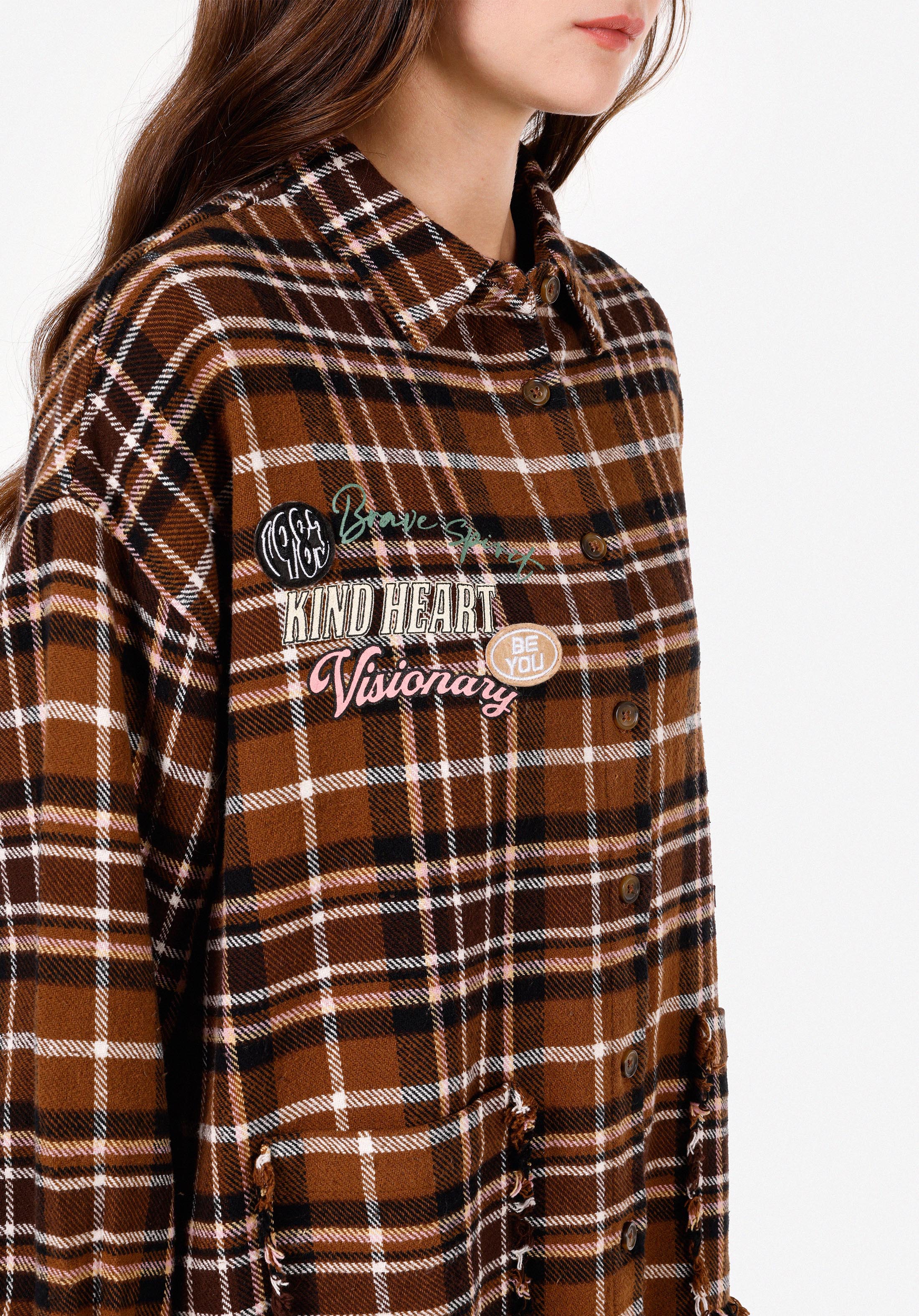 Relaxed Fit Shirt Neck  Kadın Bej Uzun Kol Gömlek