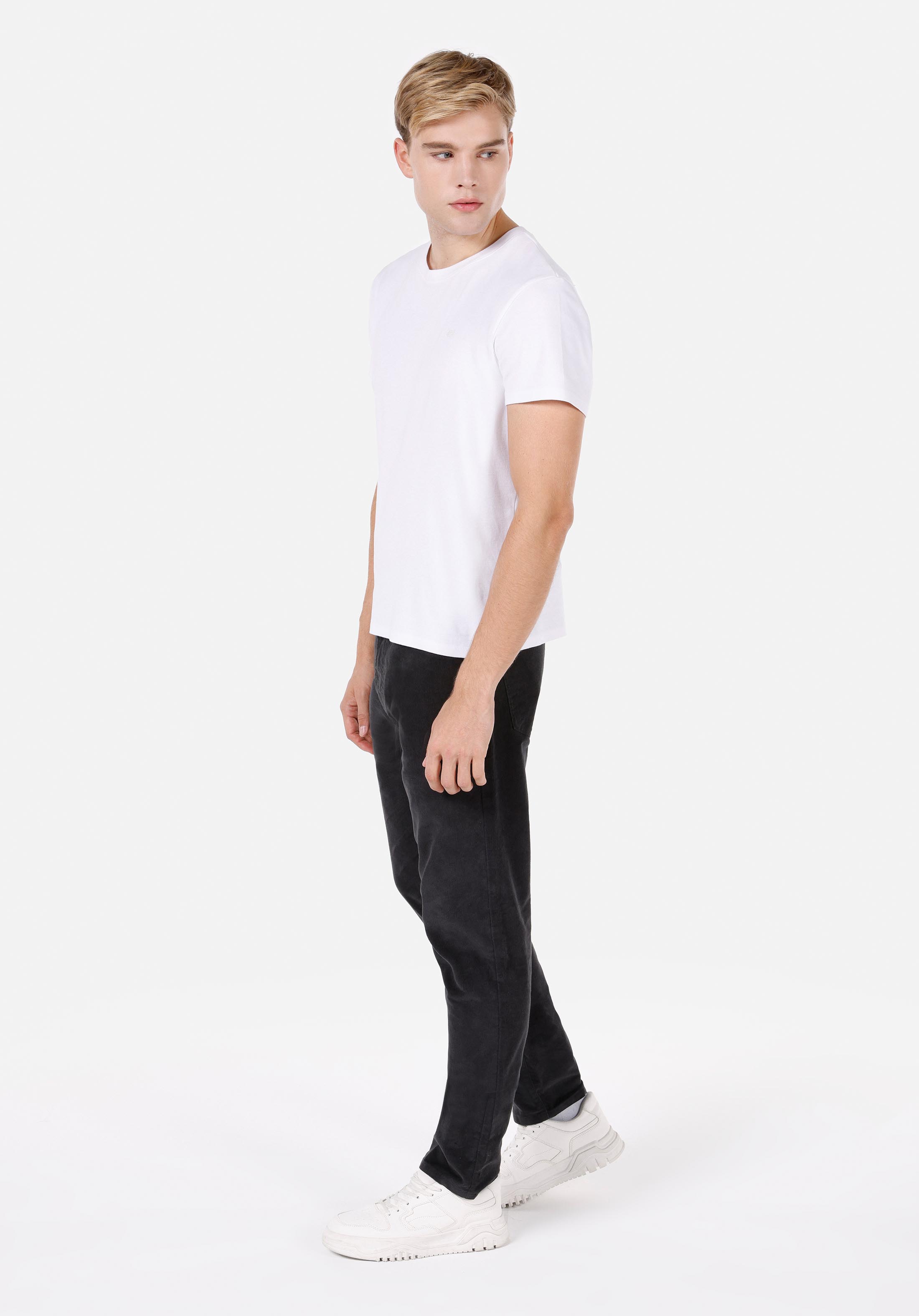 Regular Fit Orta Bel Düz Paça Erkek Gri  Pantolon