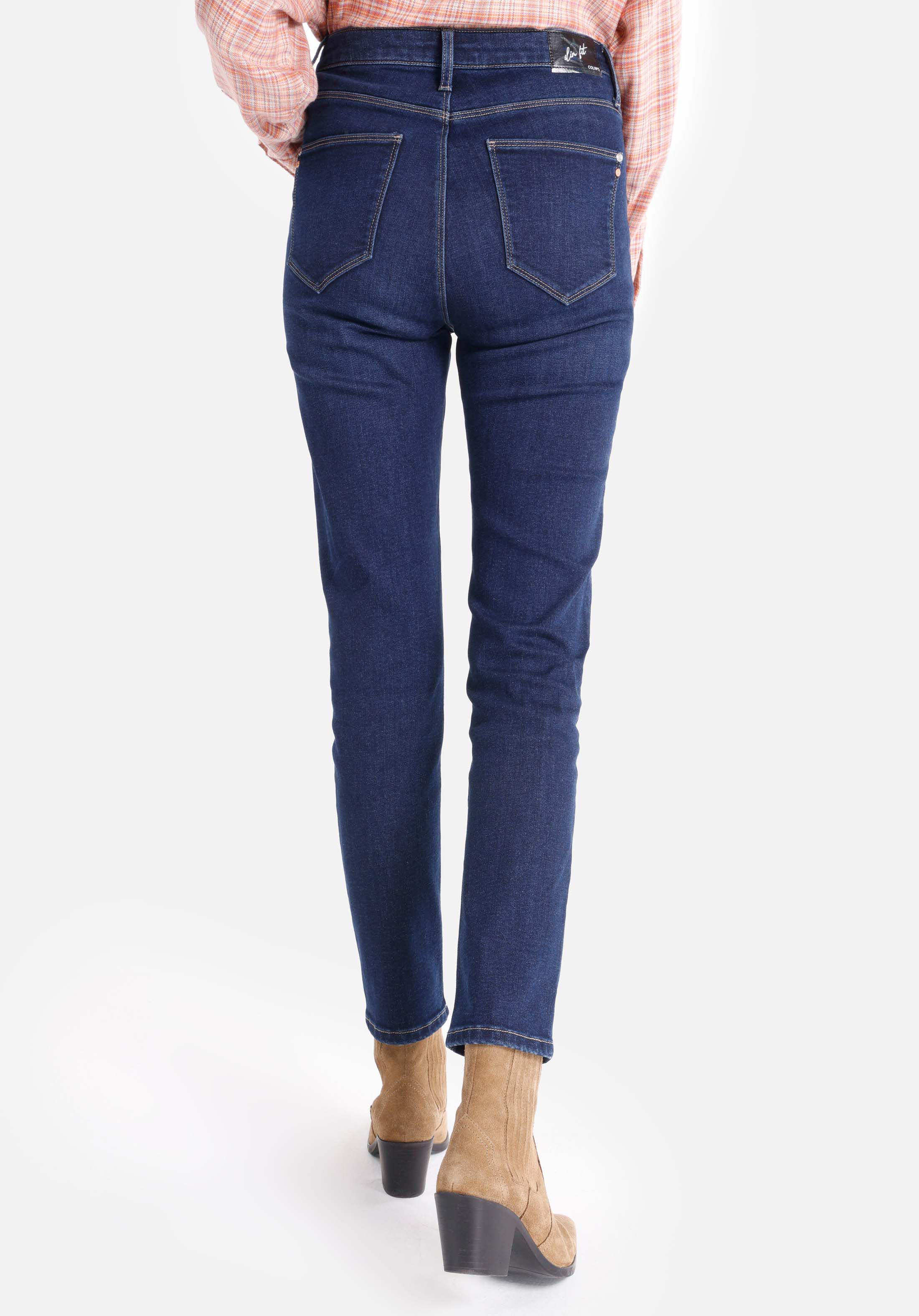 Slim Fit Orta Bel Düz Paça Kadın İndigo Jean Pantolon