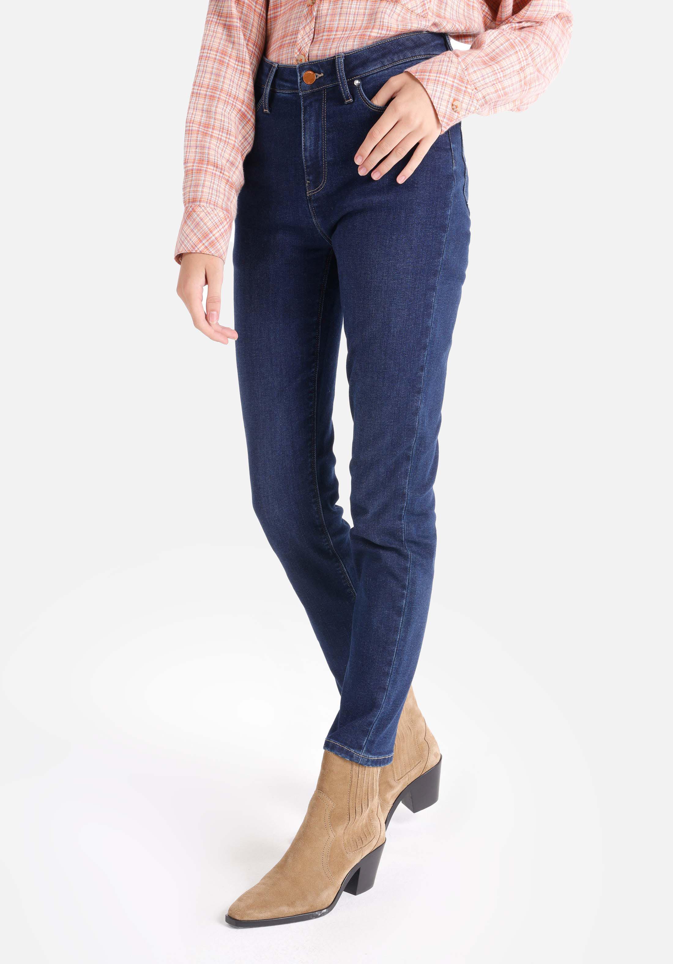 Slim Fit Orta Bel Düz Paça Kadın İndigo Jean Pantolon