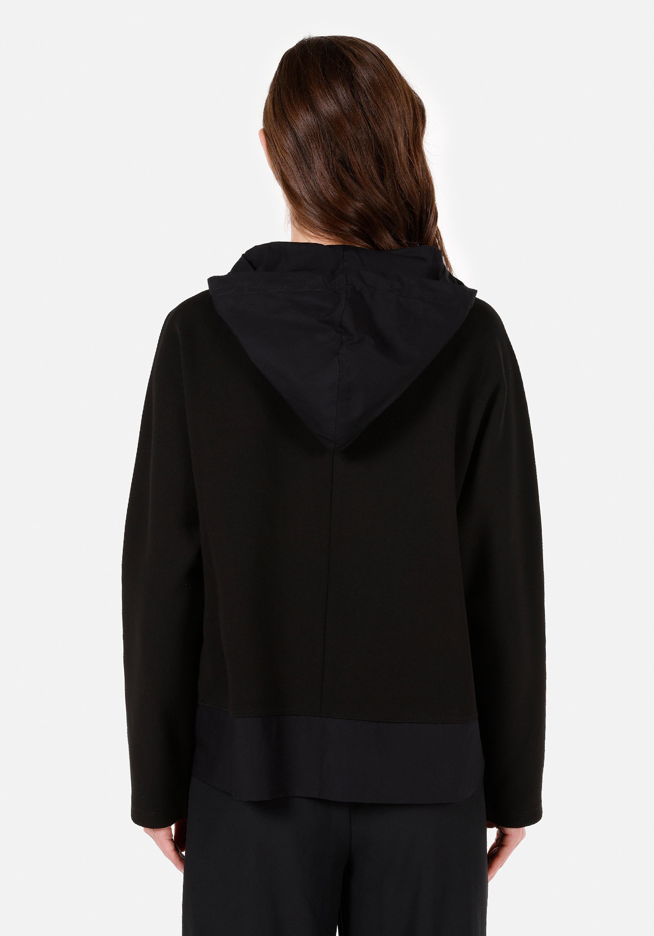 Regular Fit Kapüşonlu  Kadın Siyah Uzun Kol Tişört