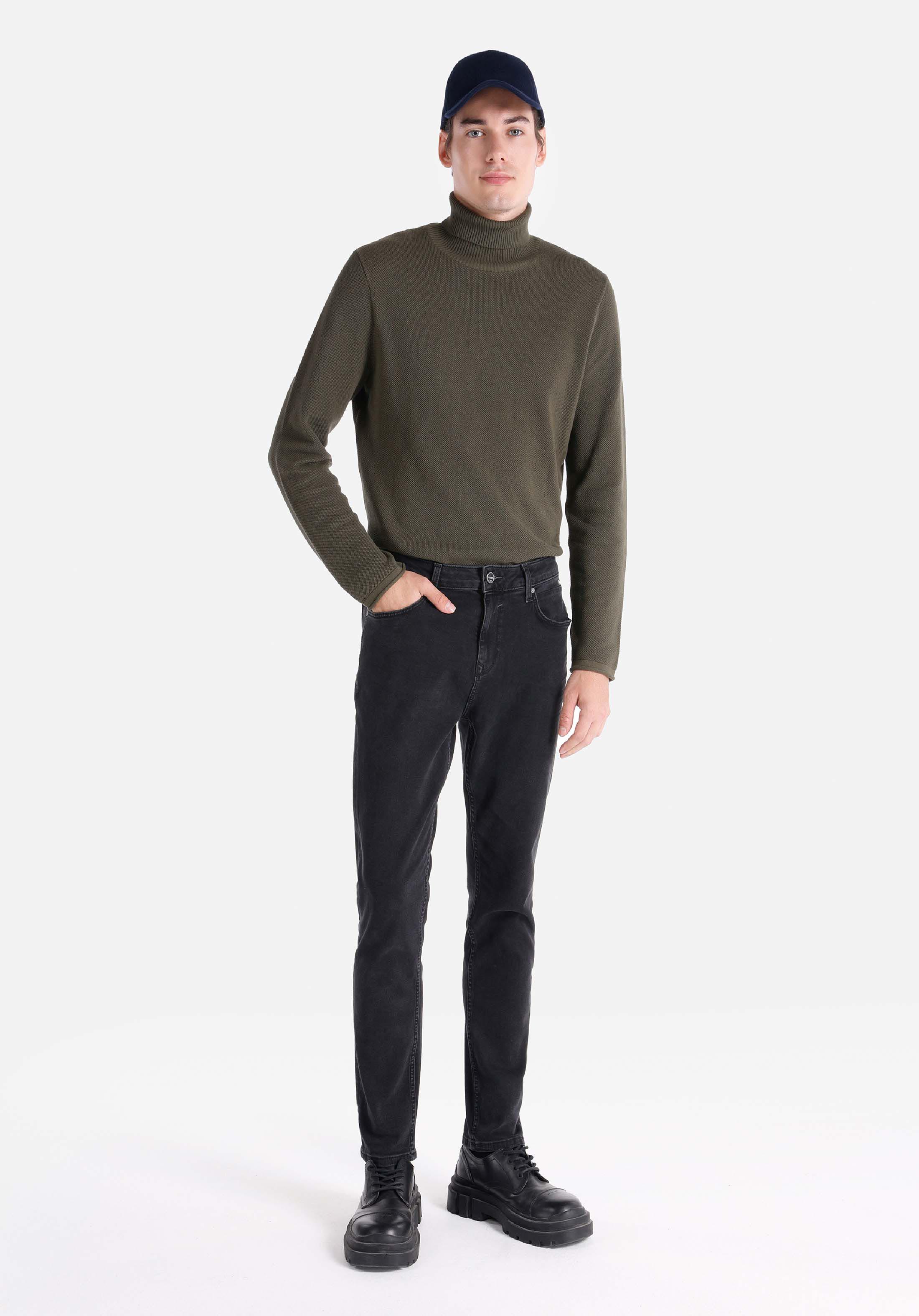 Regular Fit Orta Bel Daralan Paça Erkek Siyah Jean Pantolon