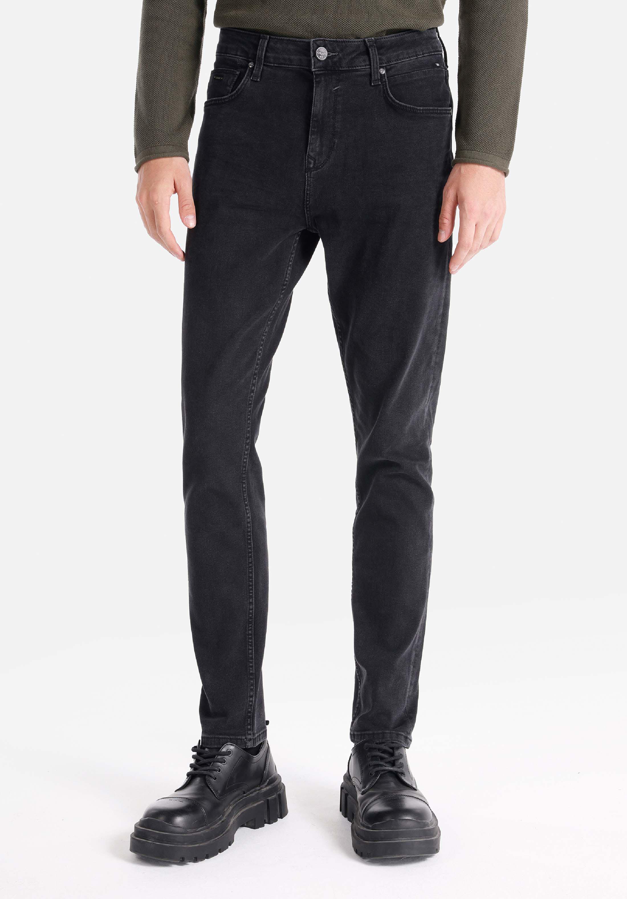 Regular Fit Orta Bel Daralan Paça Erkek Siyah Jean Pantolon