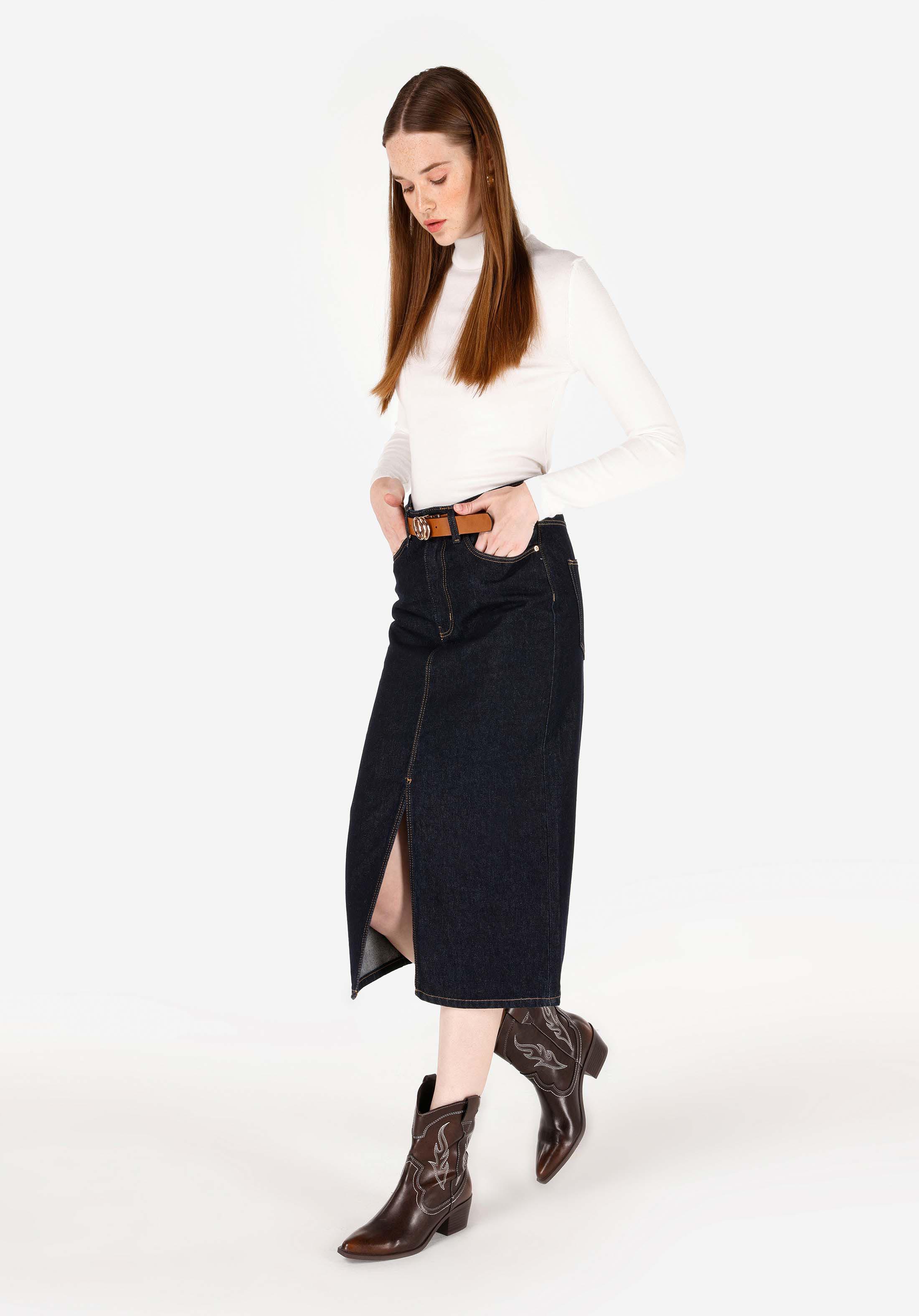 Slim Fit   Kadın Mavi Etek