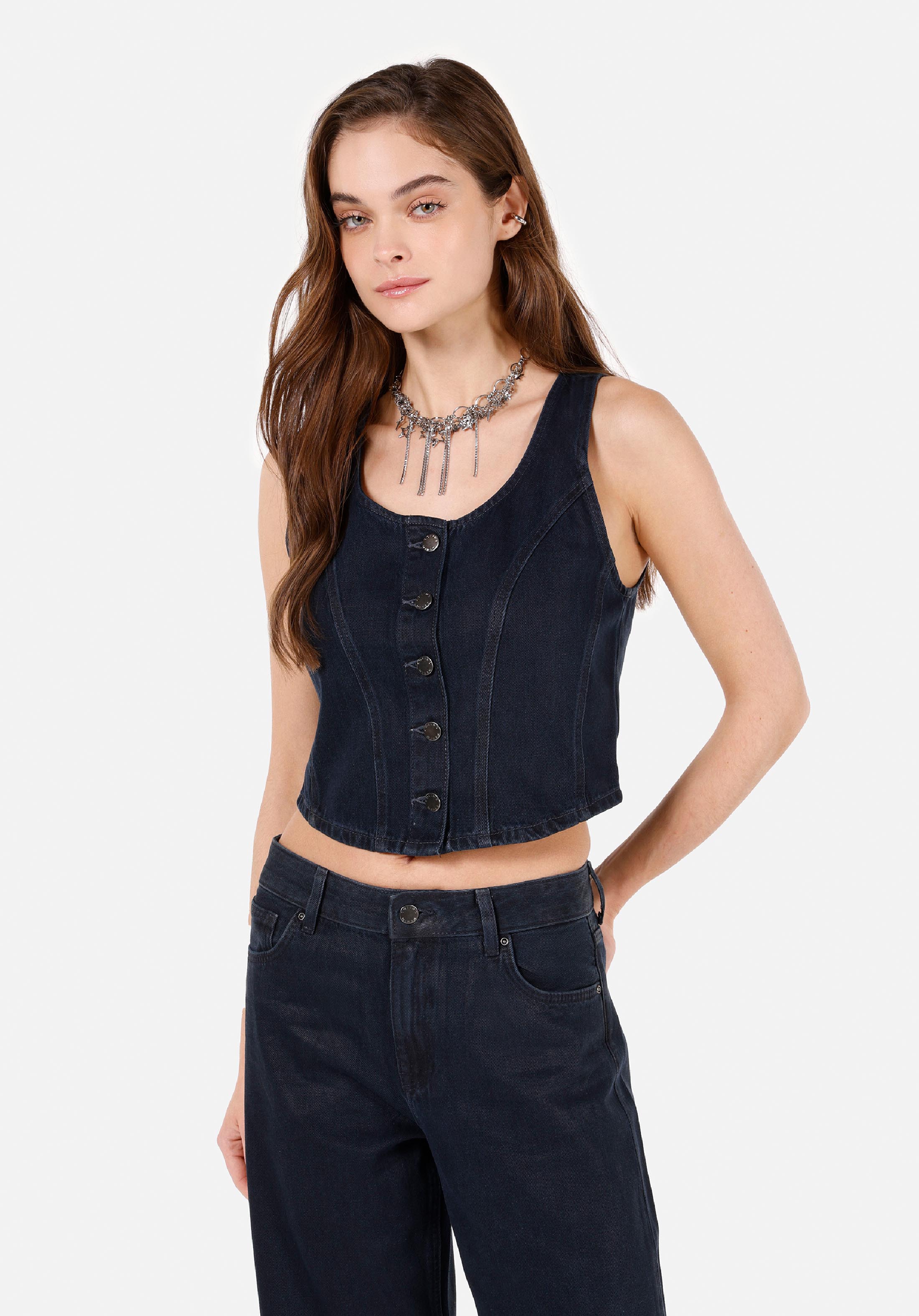 Slim Fit     Kadın Koyu Mavi Yelek