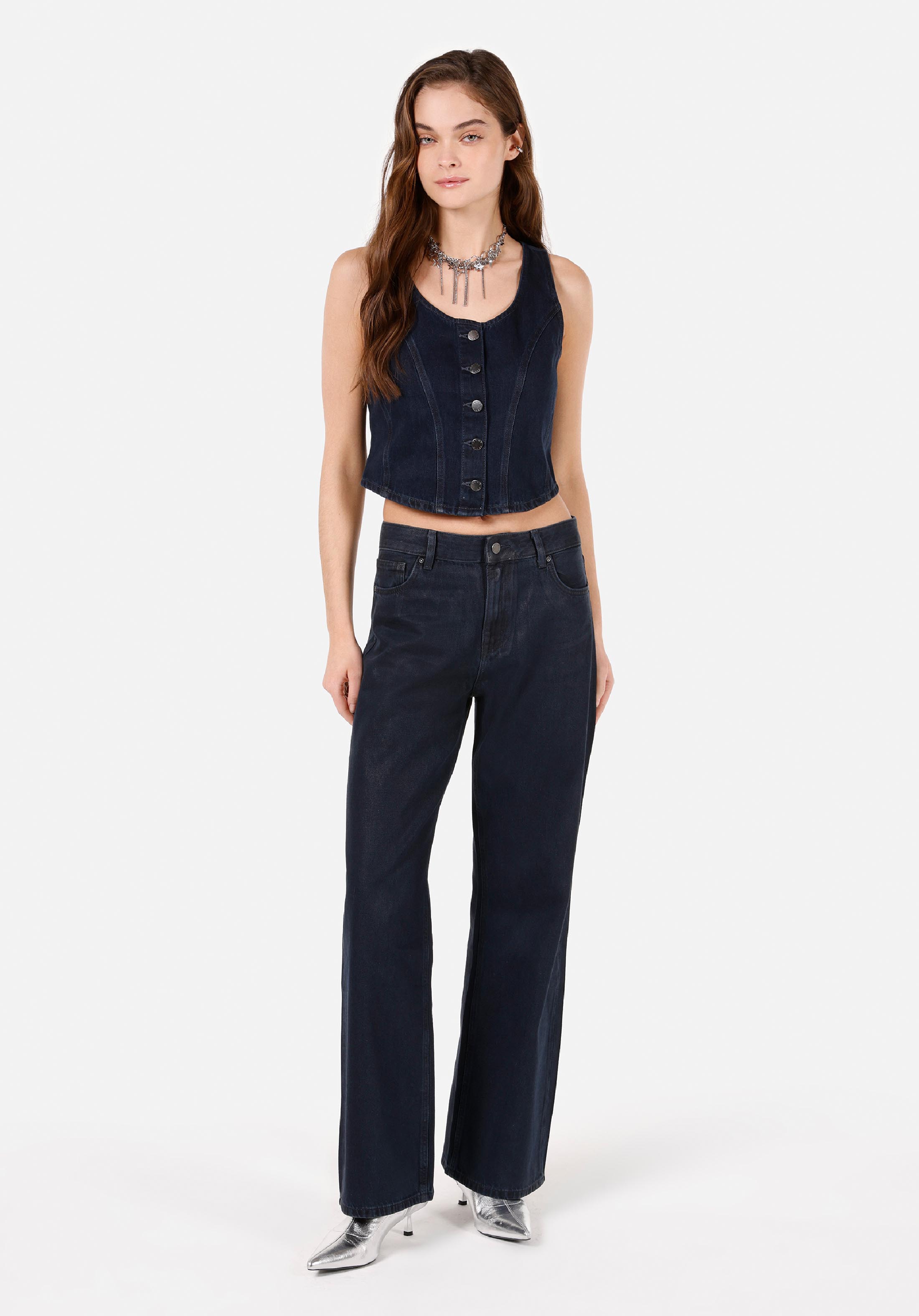Slim Fit     Kadın Koyu Mavi Yelek
