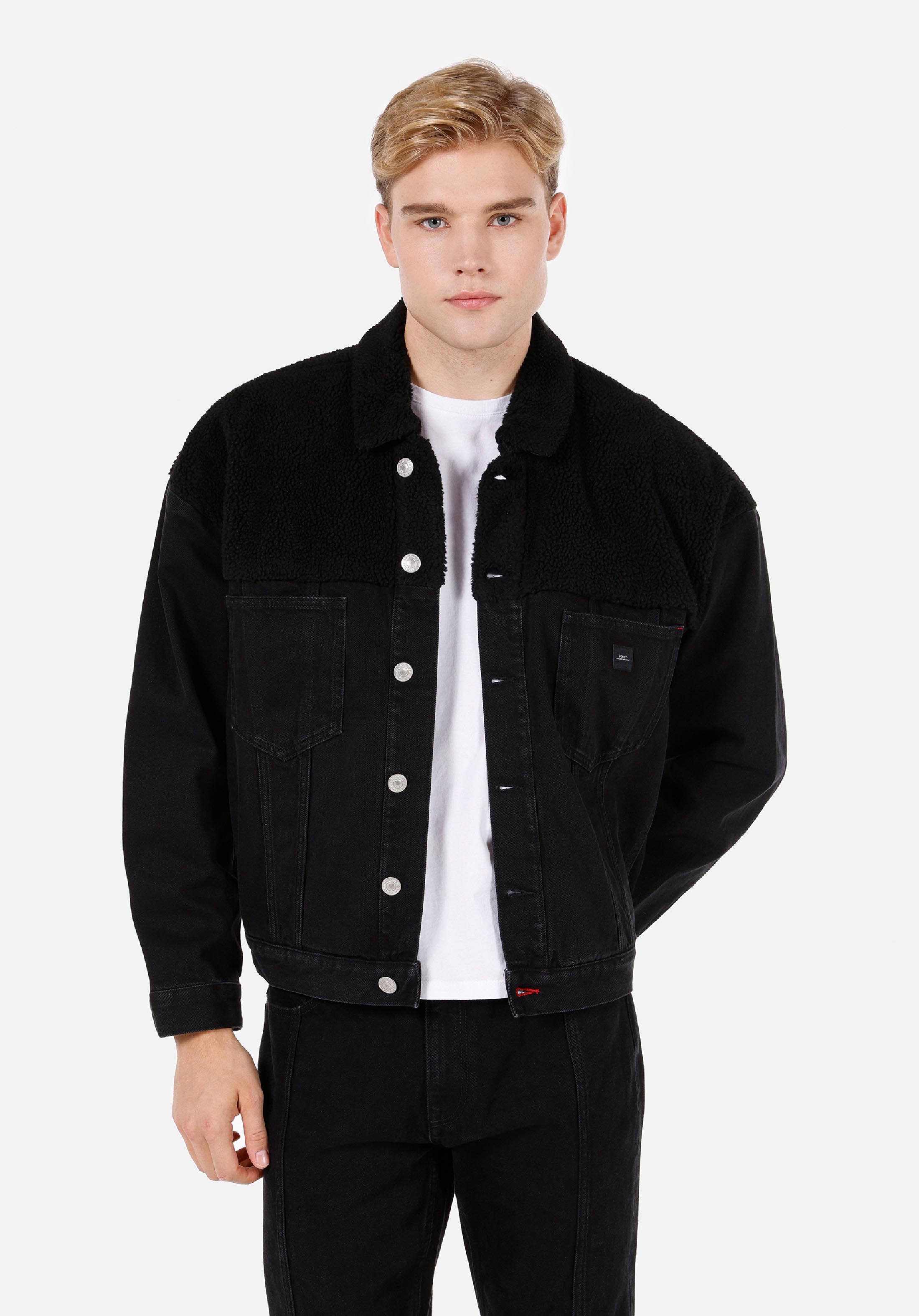 Oversize Fit Düğmeli Astarsız  Erkek Mavi Ceket