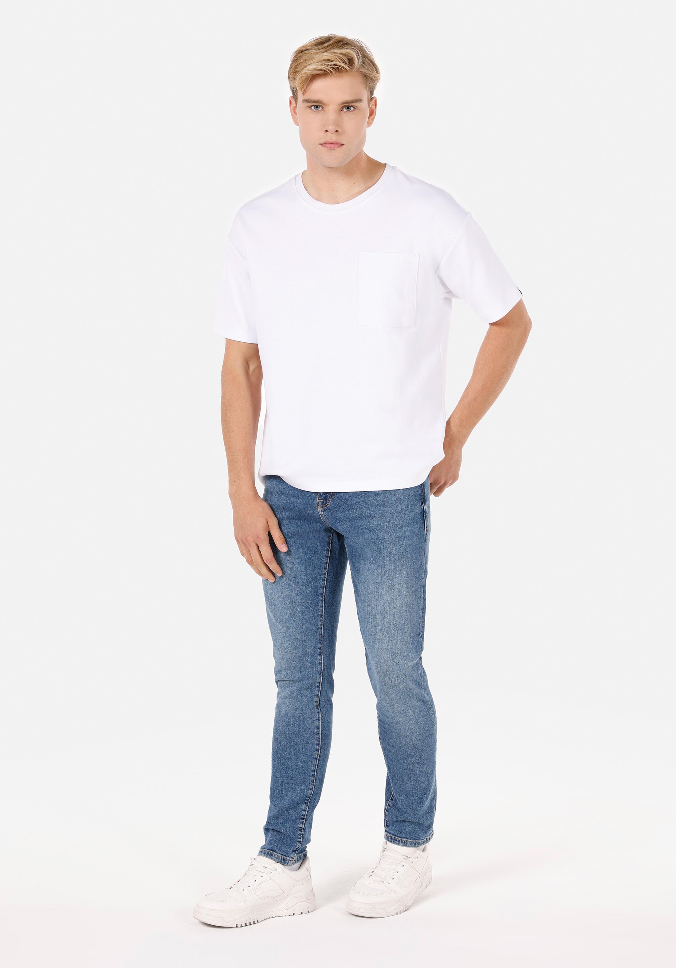 Slim Fit Düşük Bel Dar Paça Erkek İndigo Jean Pantolon