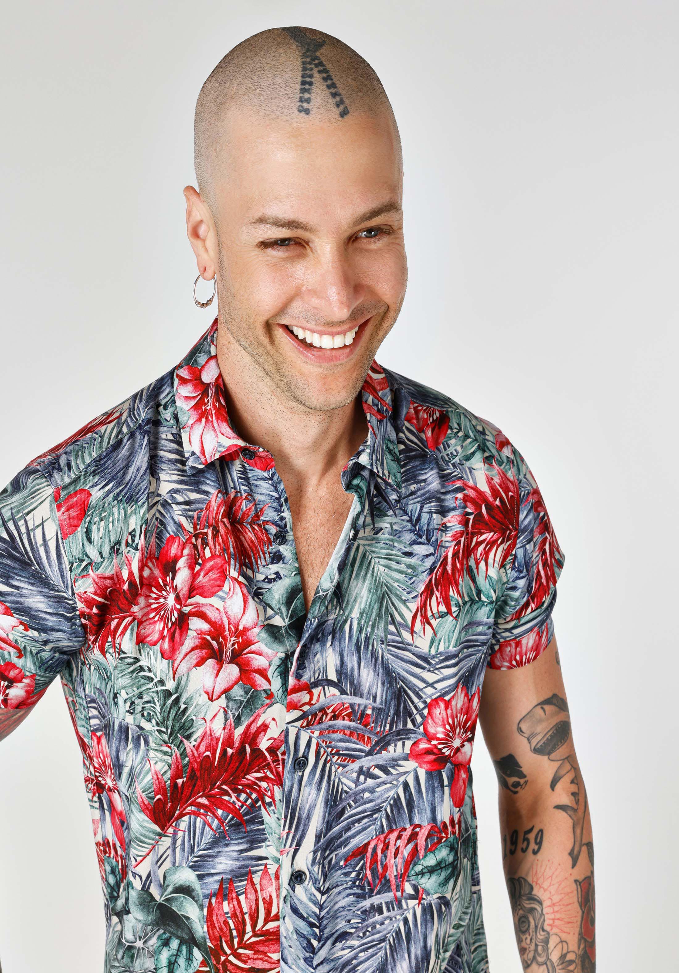 Regular Fit Shirt Neck Baskılı Erkek Çok Renkli Kısa Kol Gömlek