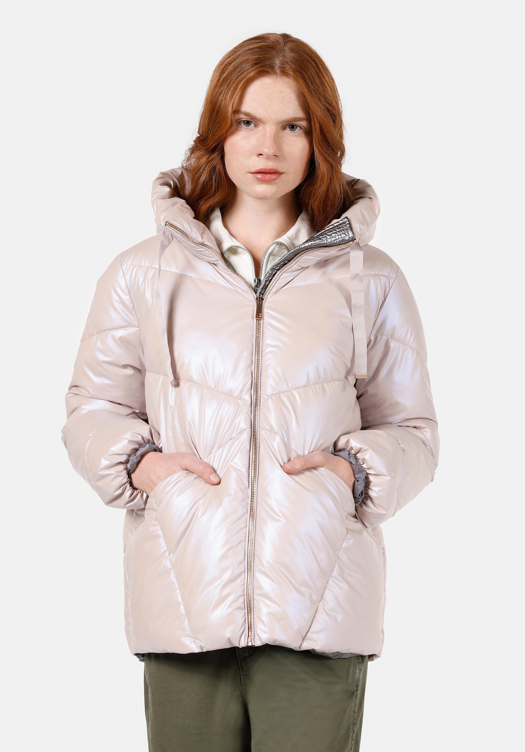 Regular Fit Kapüşonlu    Kadın Pembe Mont