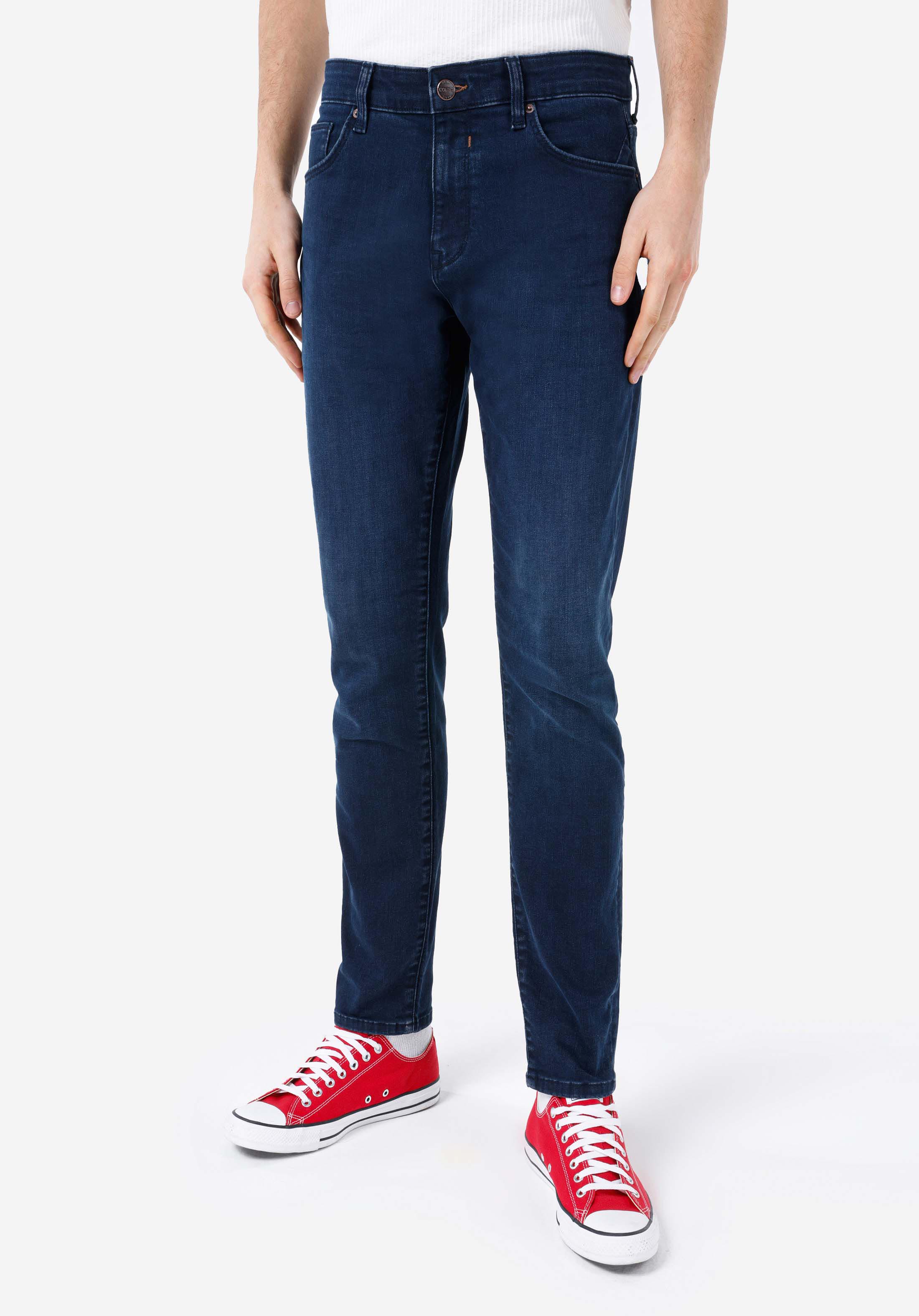 Slim Fit Düşük Bel Dar Paça Erkek İndigo Jean Pantolon