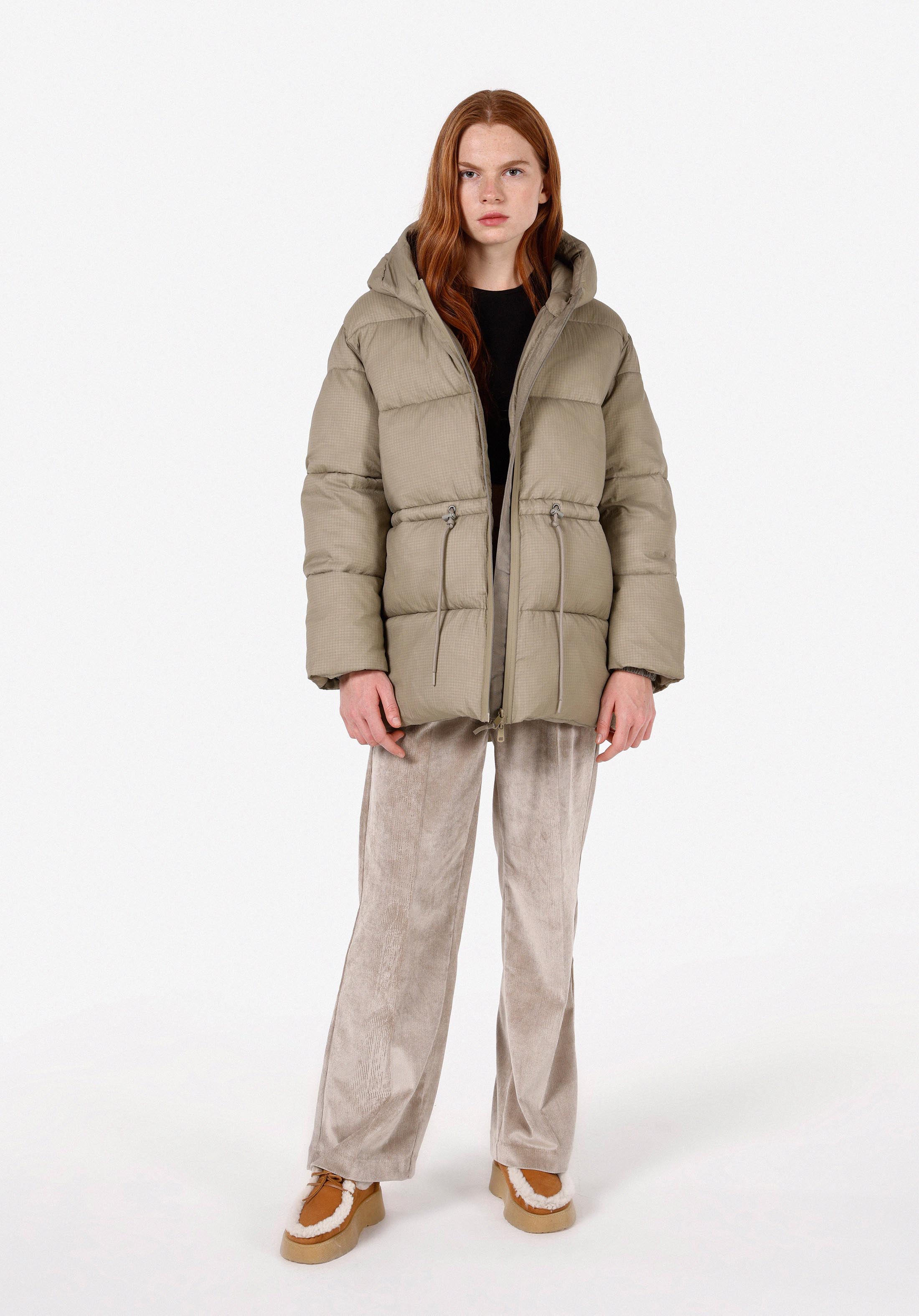 Regular Fit Kapüşonlu    Kadın Yeşil Mont