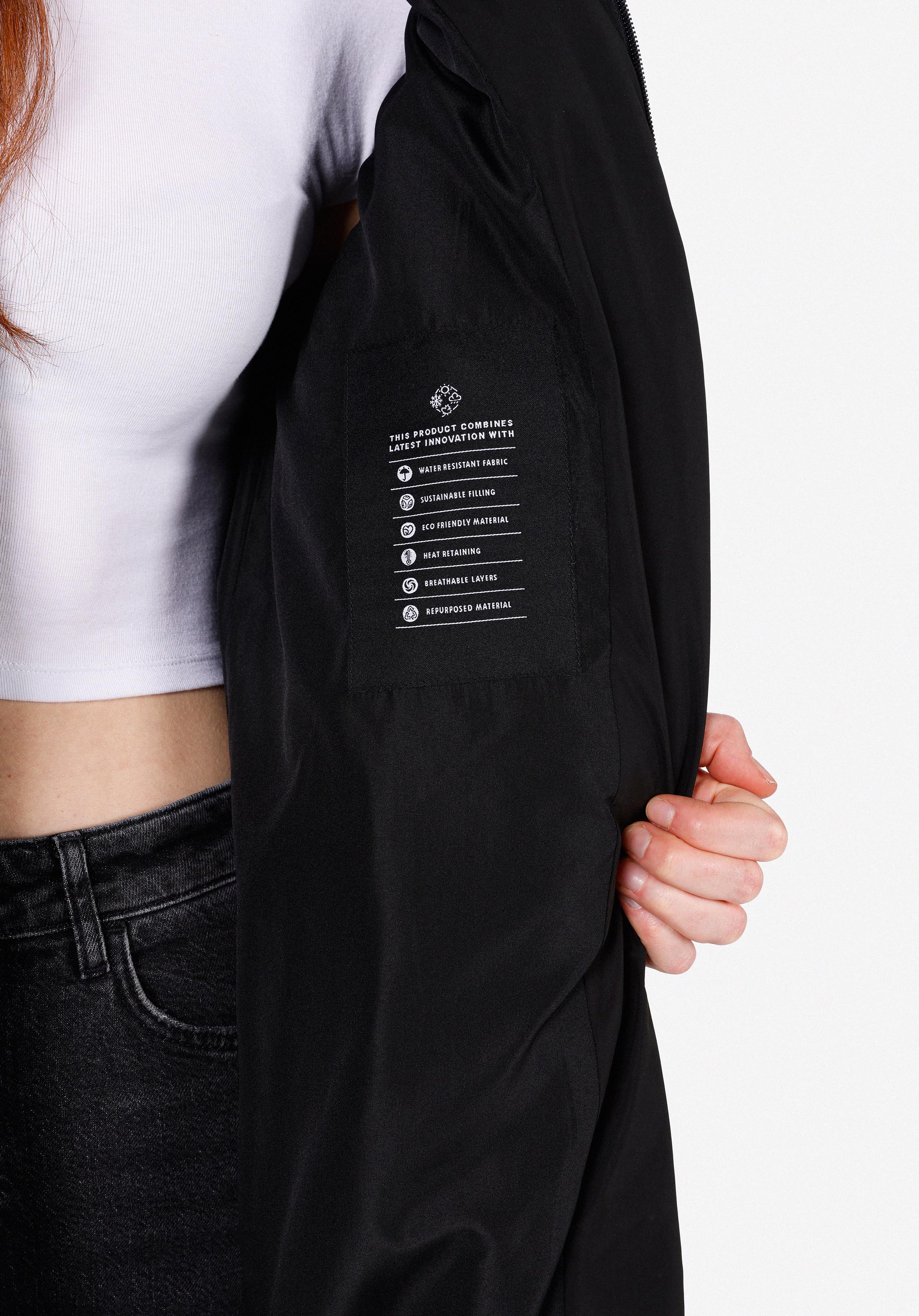 Regular Fit Kapüşonlu    Kadın Siyah Kaban