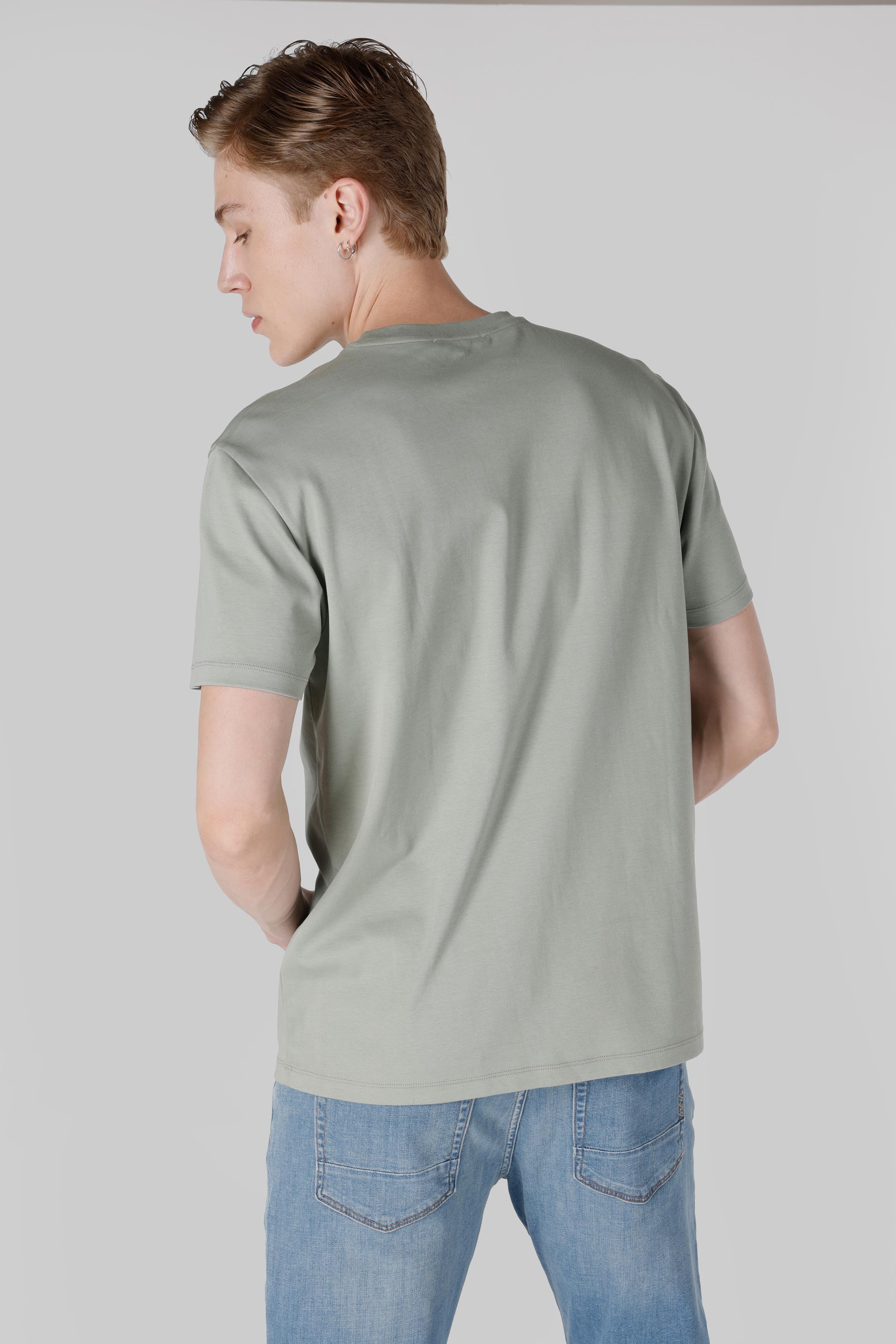 Comfort Fit Yuvarlak Yaka Düz Erkek Yeşil Kısa Kol Tişört
