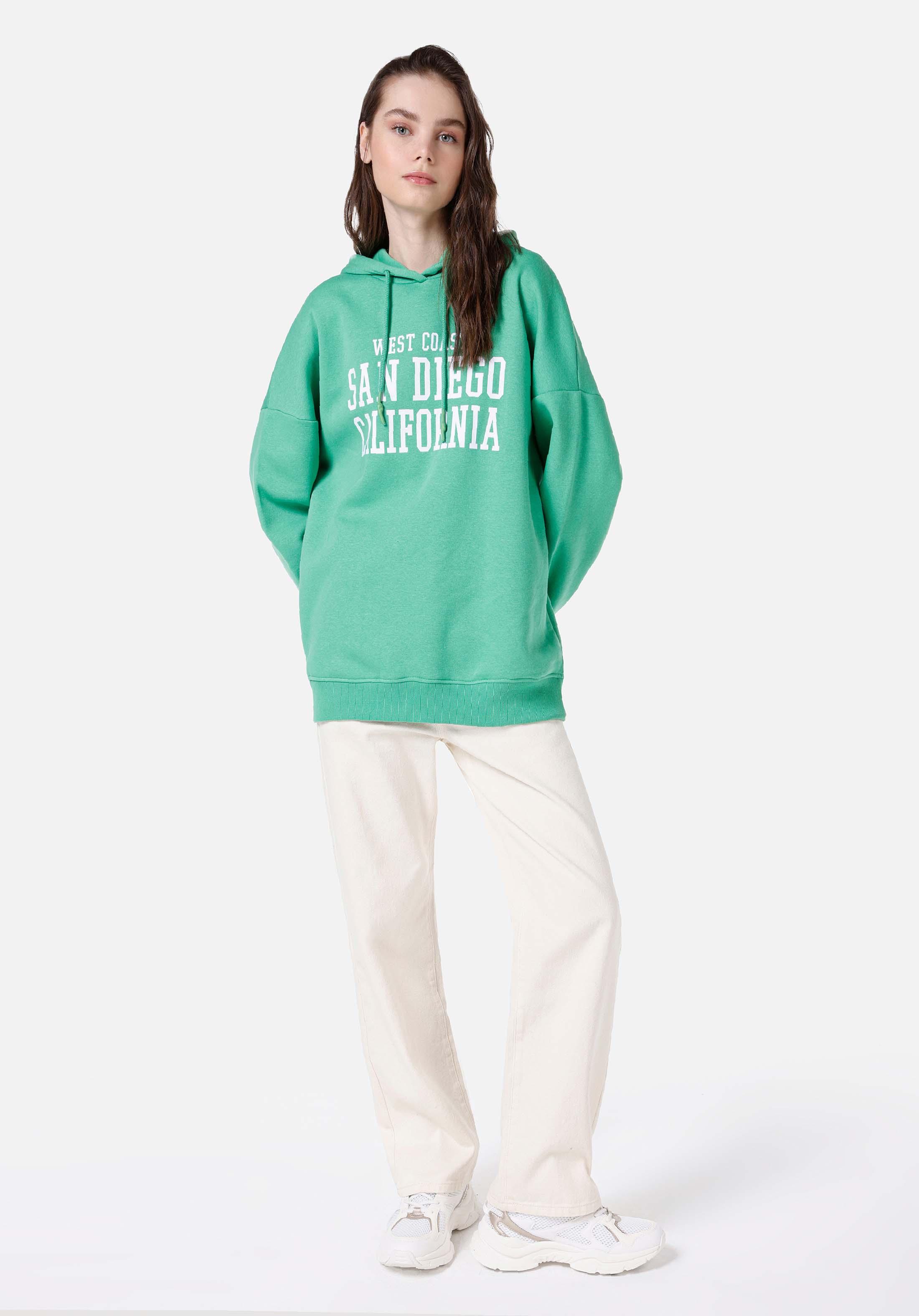 Oversize   Kadın Yeşil Sweatshirt