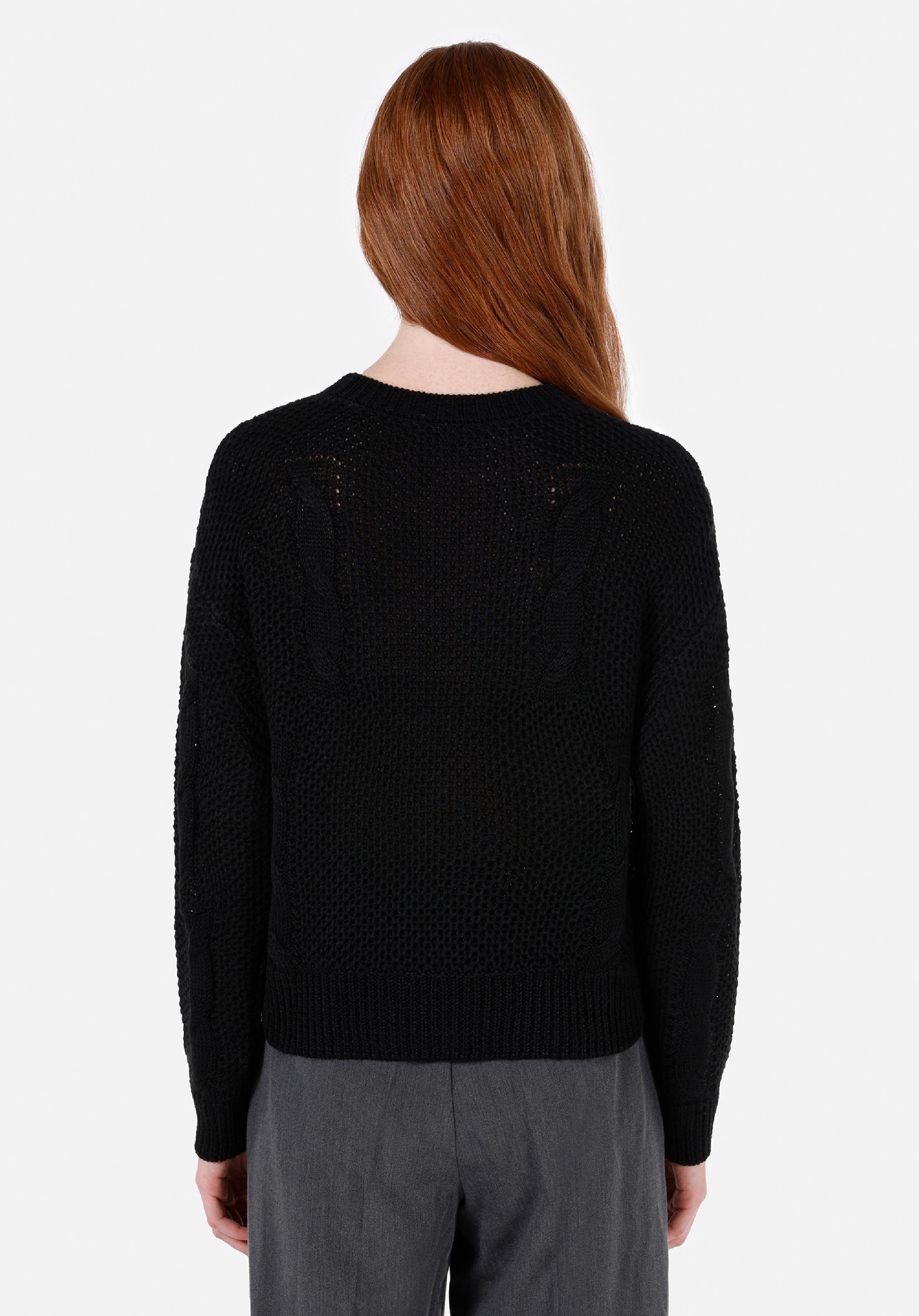 Regular Fit Yuvarlak Yaka Düz Kadın Siyah Kazak