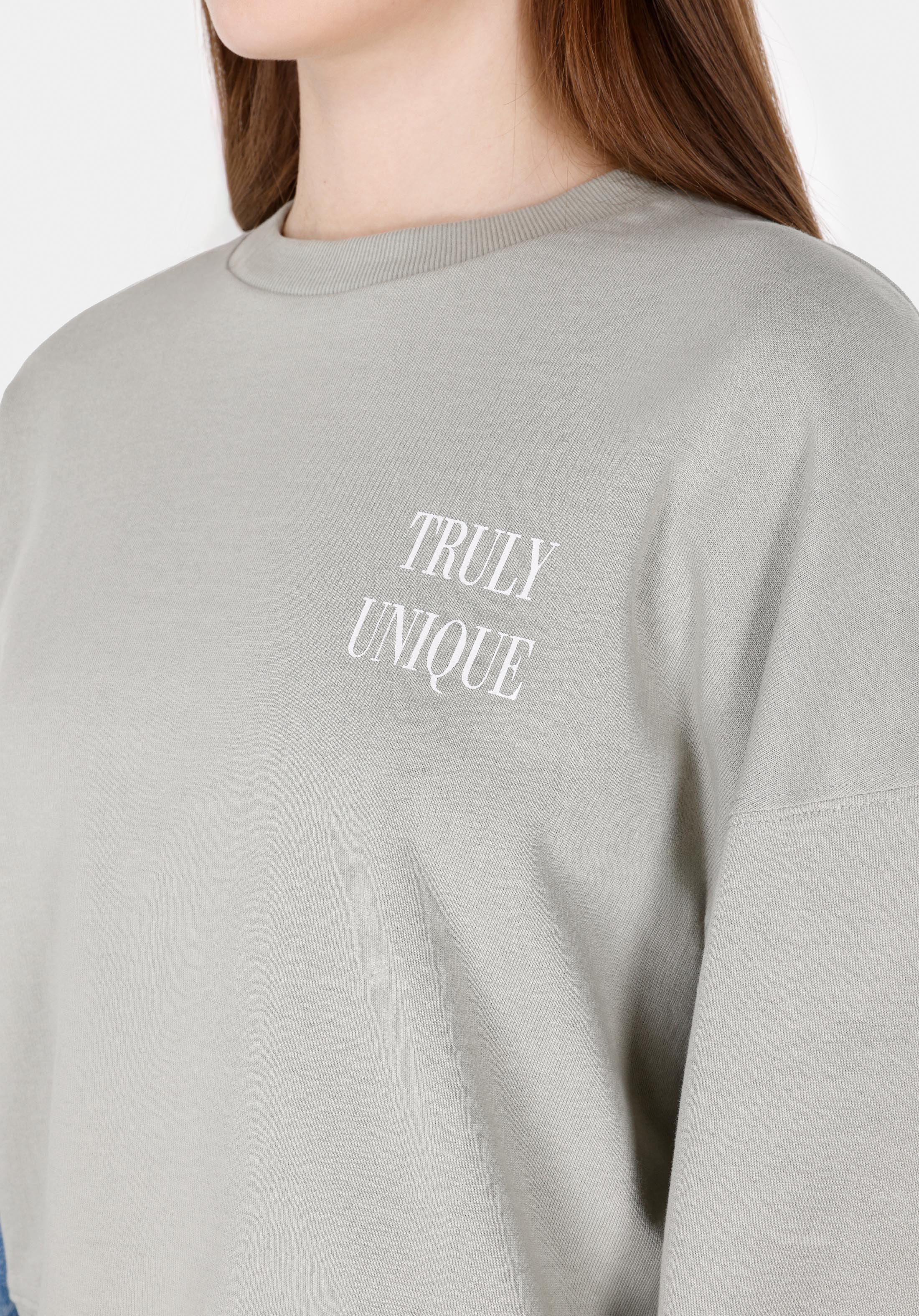 Regular Fit Yuvarlak Yaka Baskılı Kadın Yeşil Sweatshirt