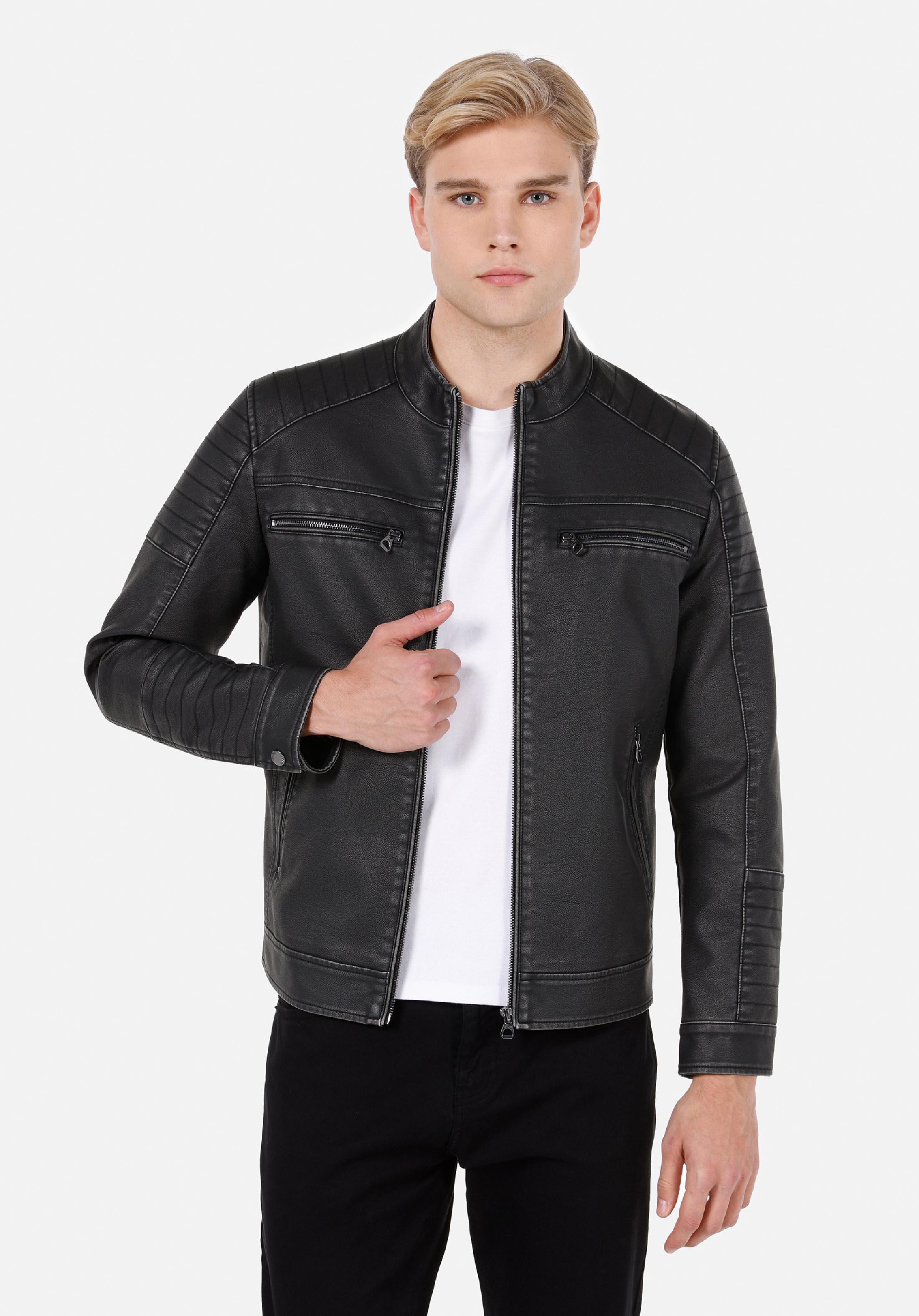 Slim Fit     Erkek Antrasit Mont Pu