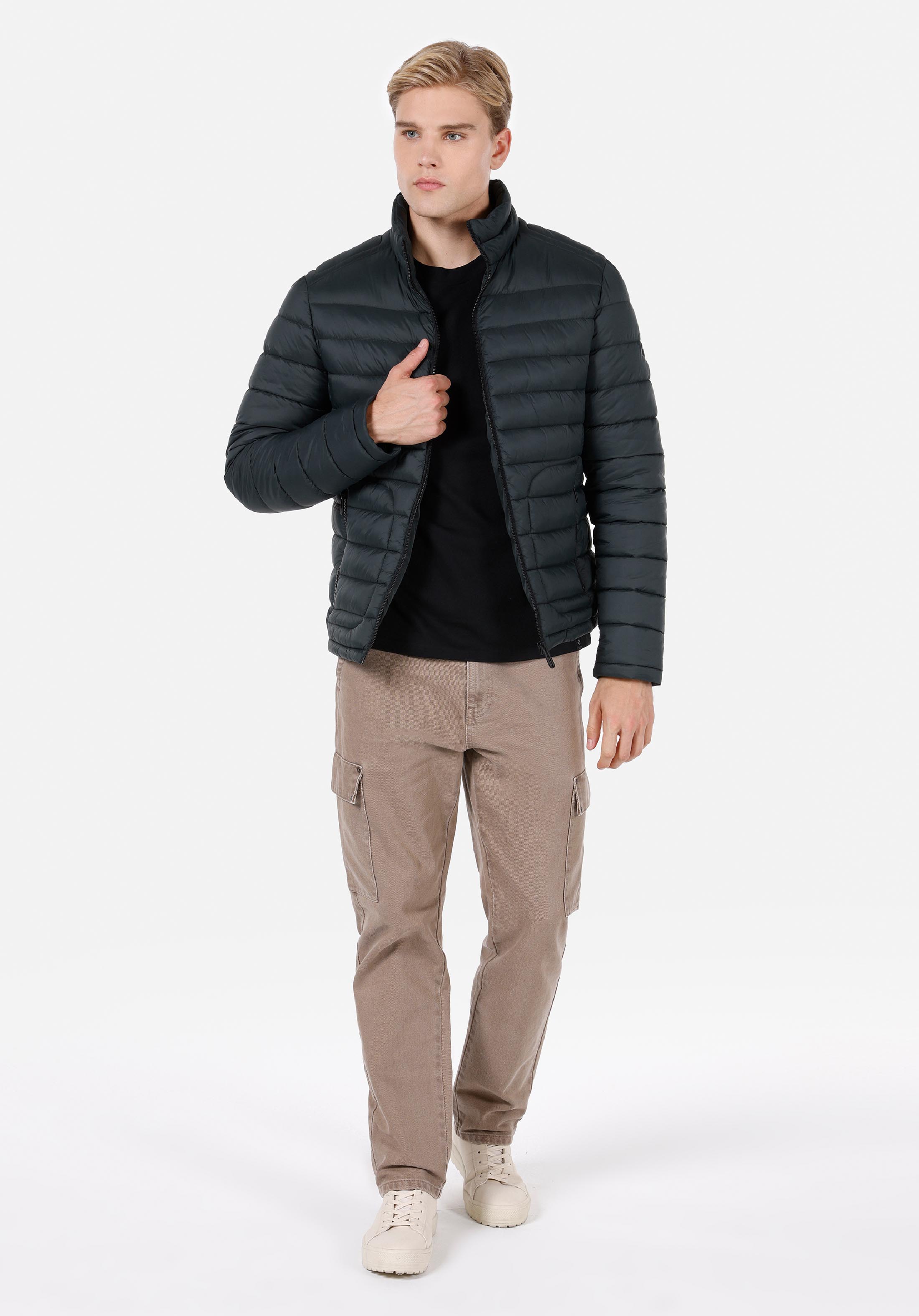 Slim Fit     Erkek Yeşil Mont
