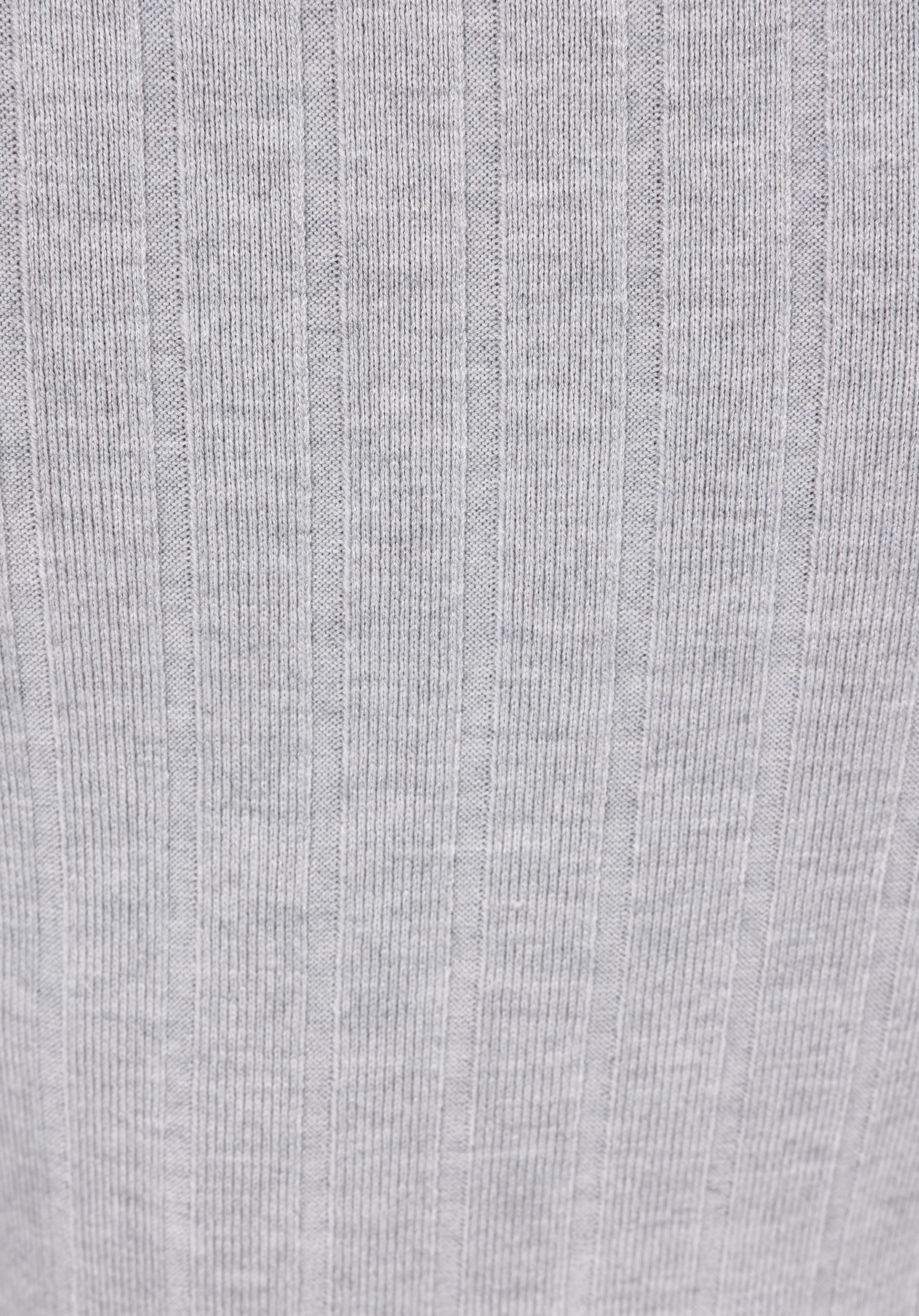 Slim Fit Derin Bisiklet Yaka Düz Kadın Gri Uzun Kol Tişört