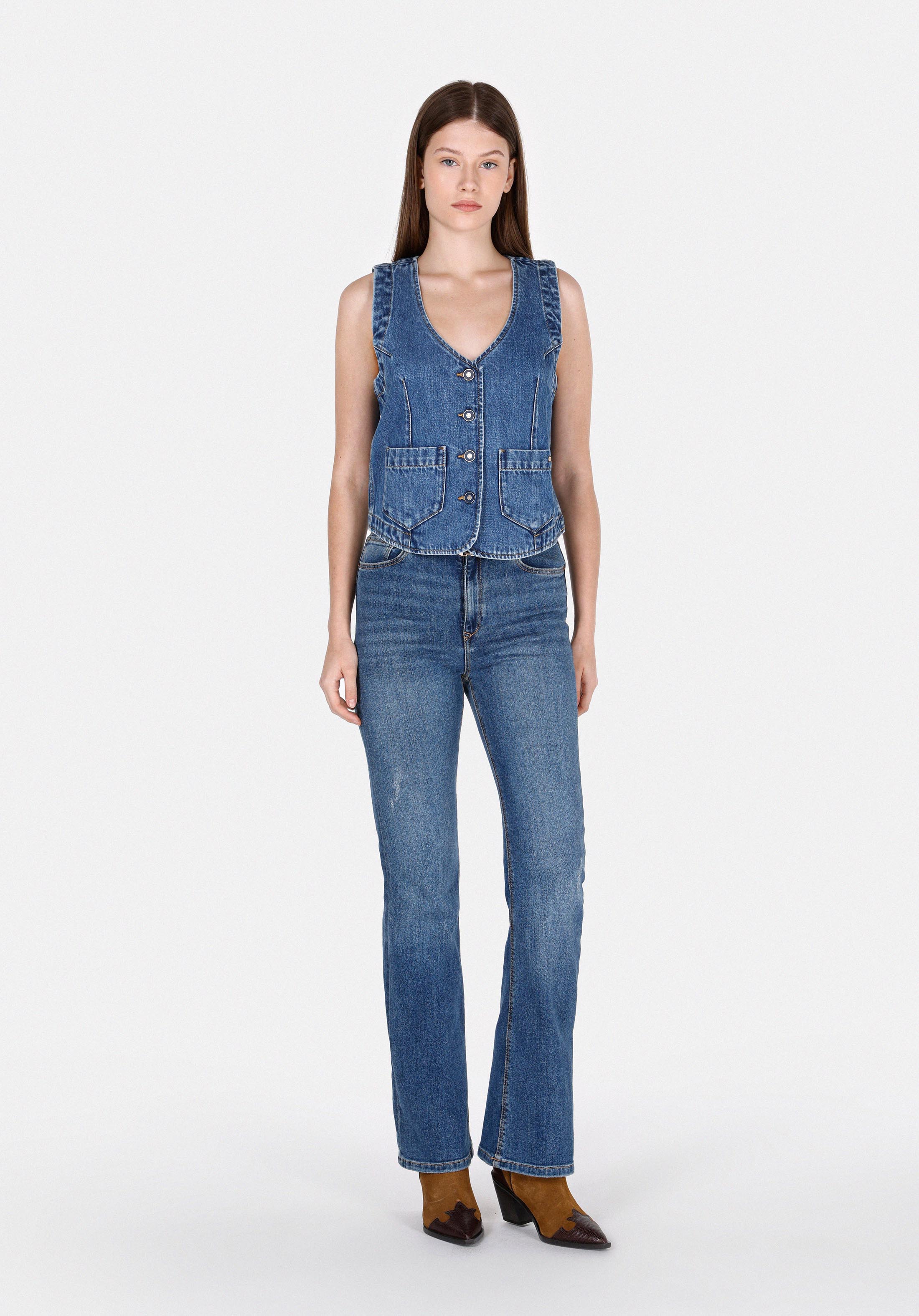Slim Fit     Kadın Mavi Yelek