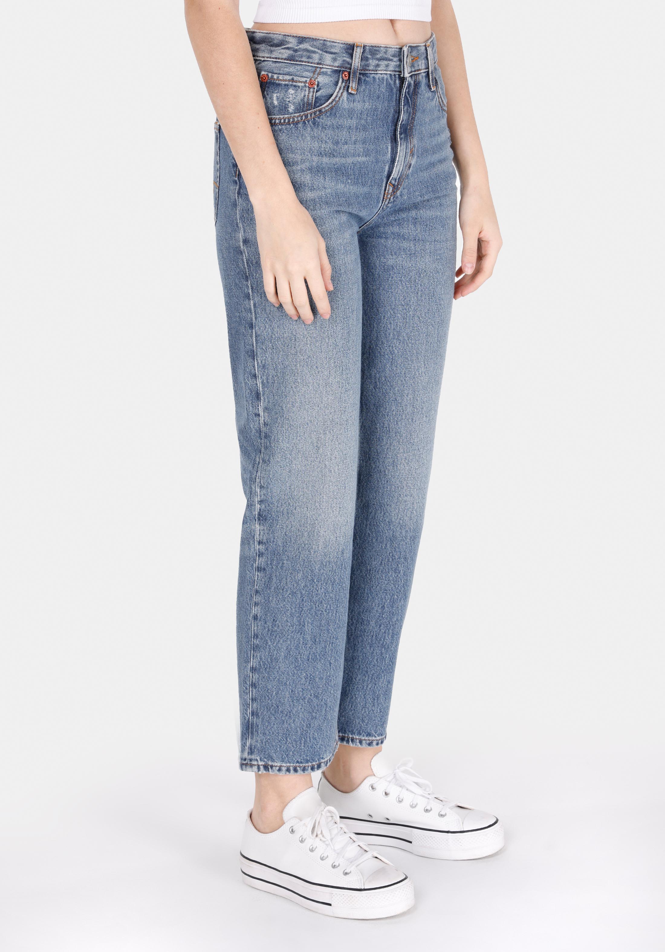 Straight Fit   Kadın İndigo Jean Pantolon