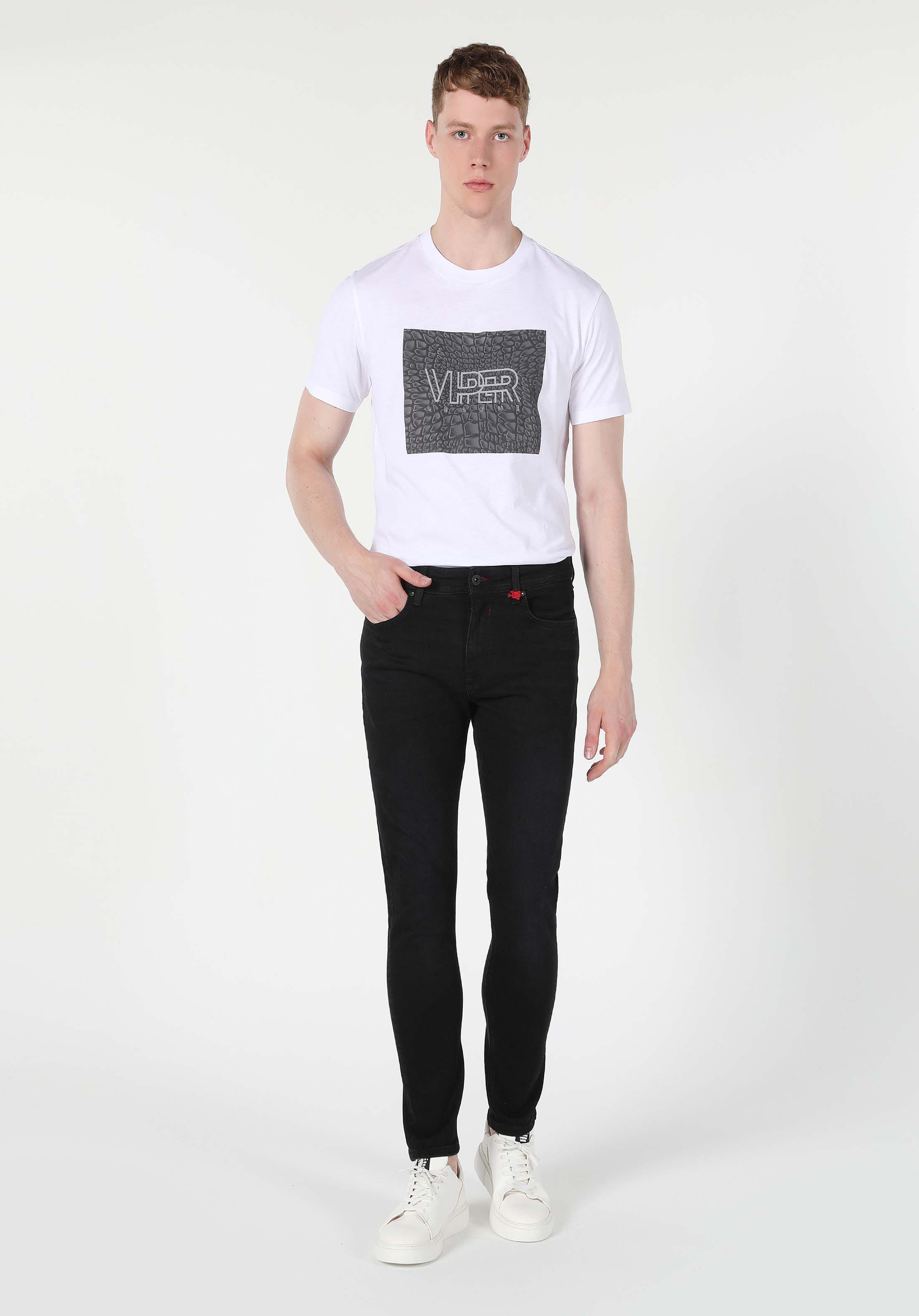 Skinny Fit Yüksel Bel Dar Paça Erkek Siyah Jean Pantolon