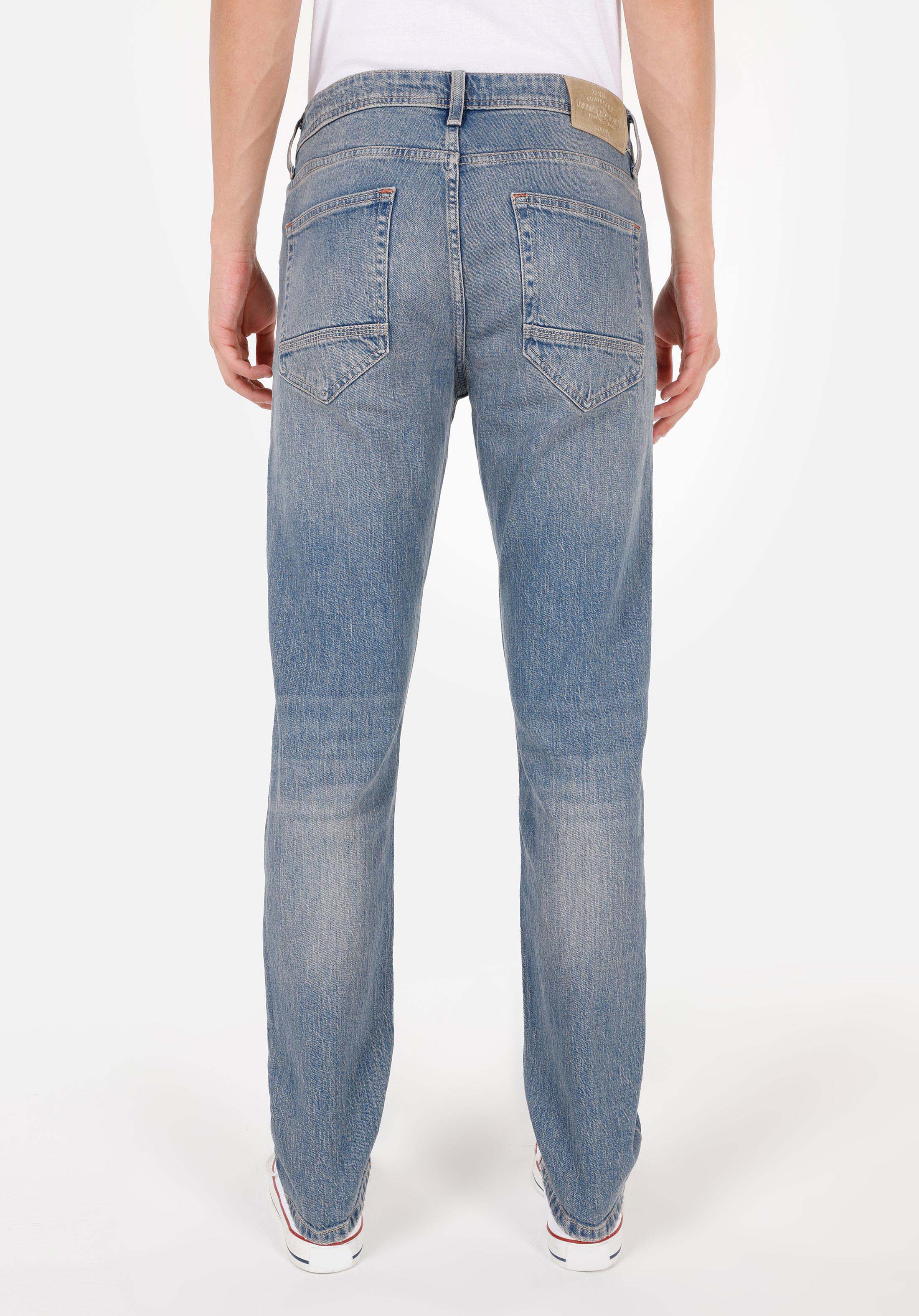 Straight Fit Düşük Bel Düz Paça Erkek İndigo Jean Pantolon