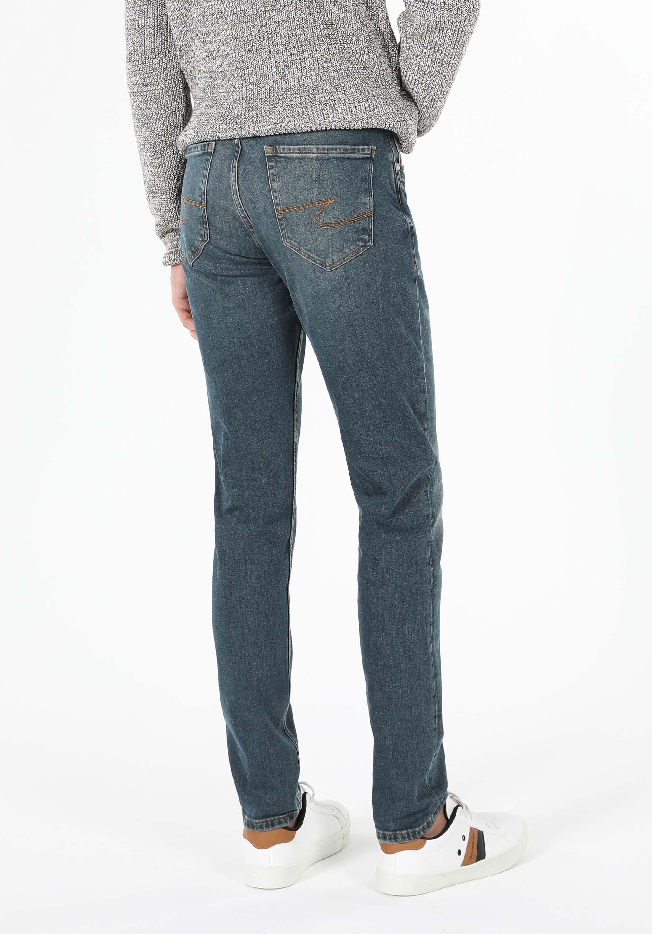 Slim Fit Düşük Bel Dar Paça Erkek Denim Jean Pantolon