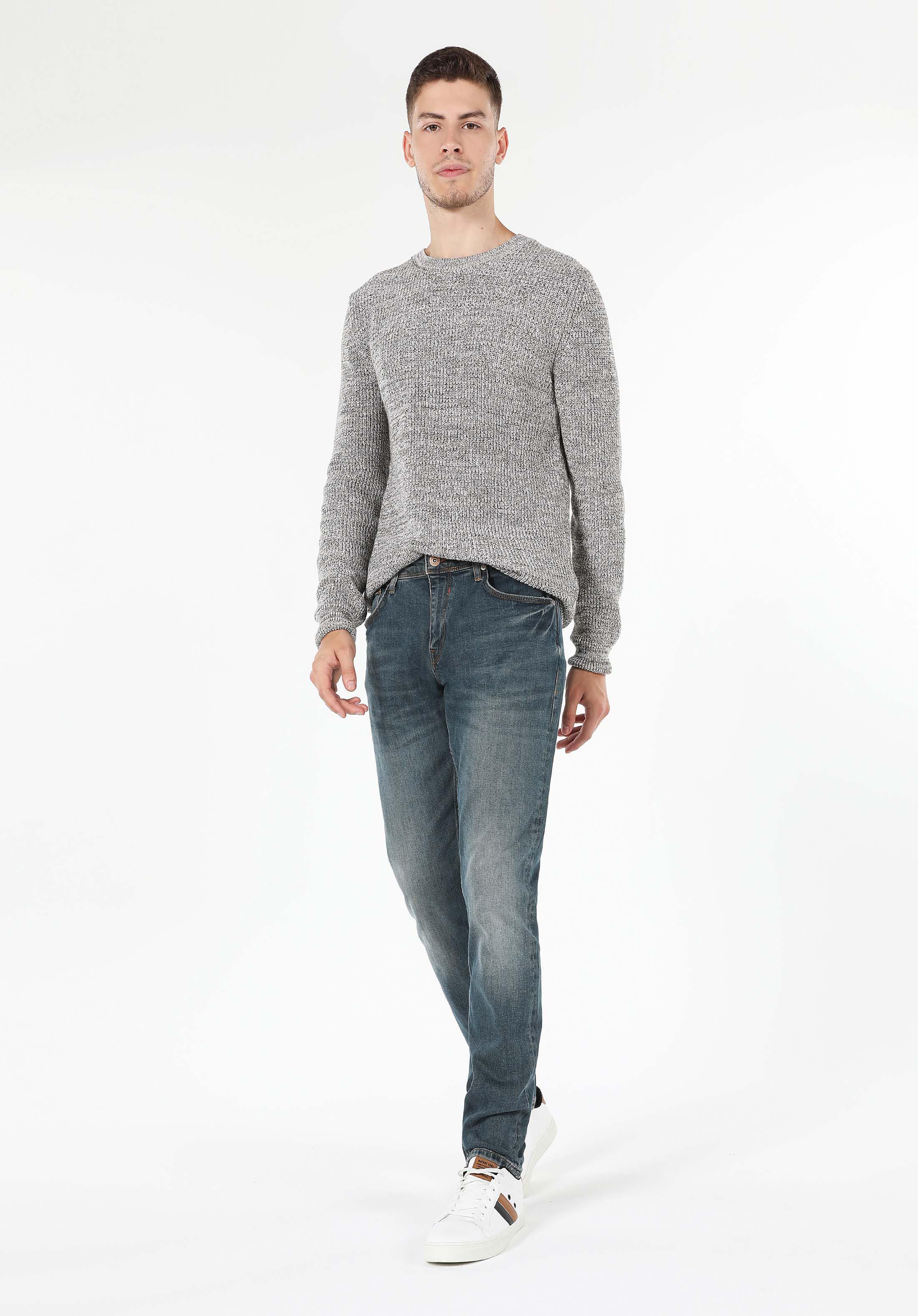 Slim Fit Düşük Bel Dar Paça Erkek Denim Jean Pantolon
