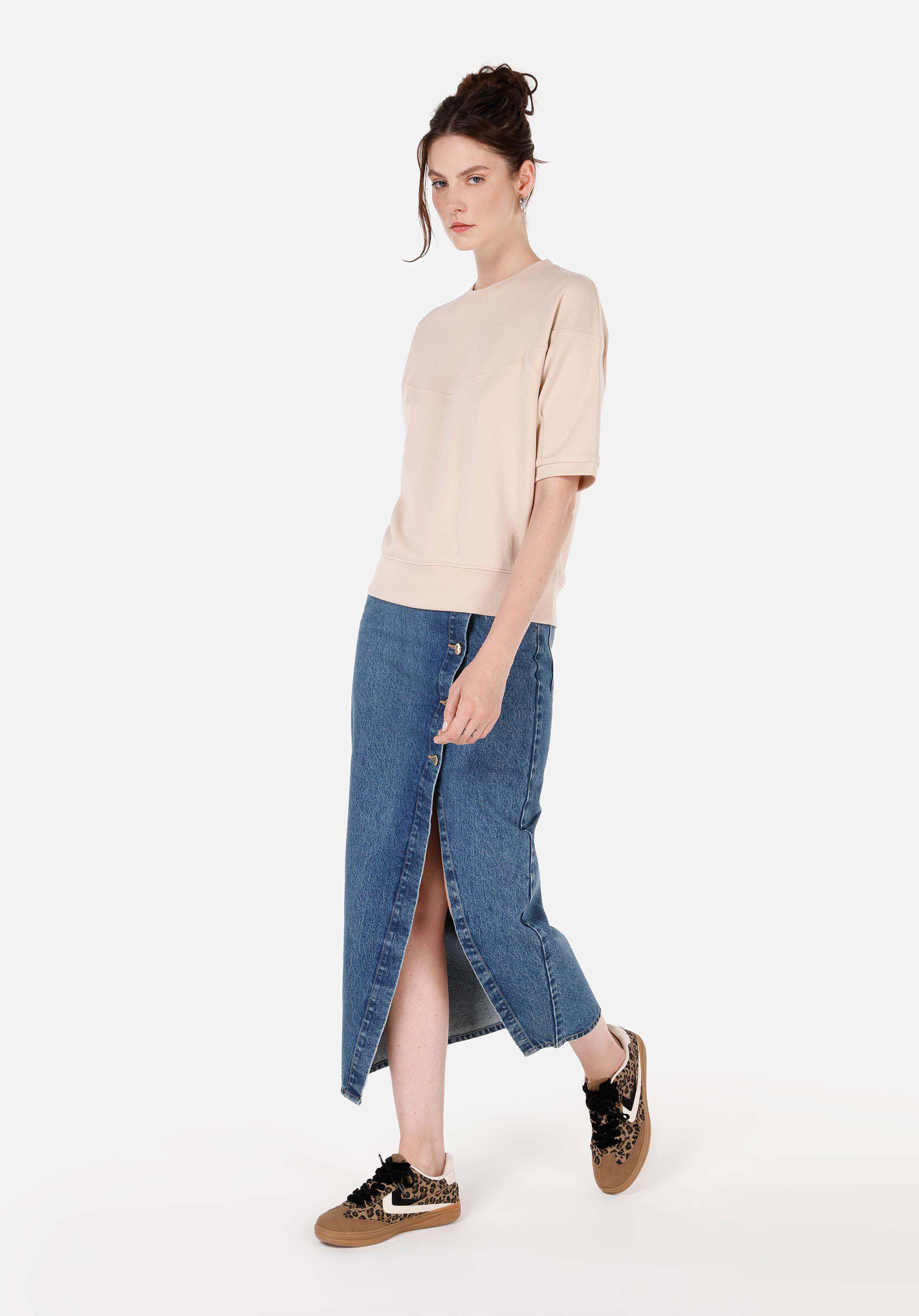 Regular Fit Yuvarlak Yaka Düz Kadın Bej Kısa Kol Tişört