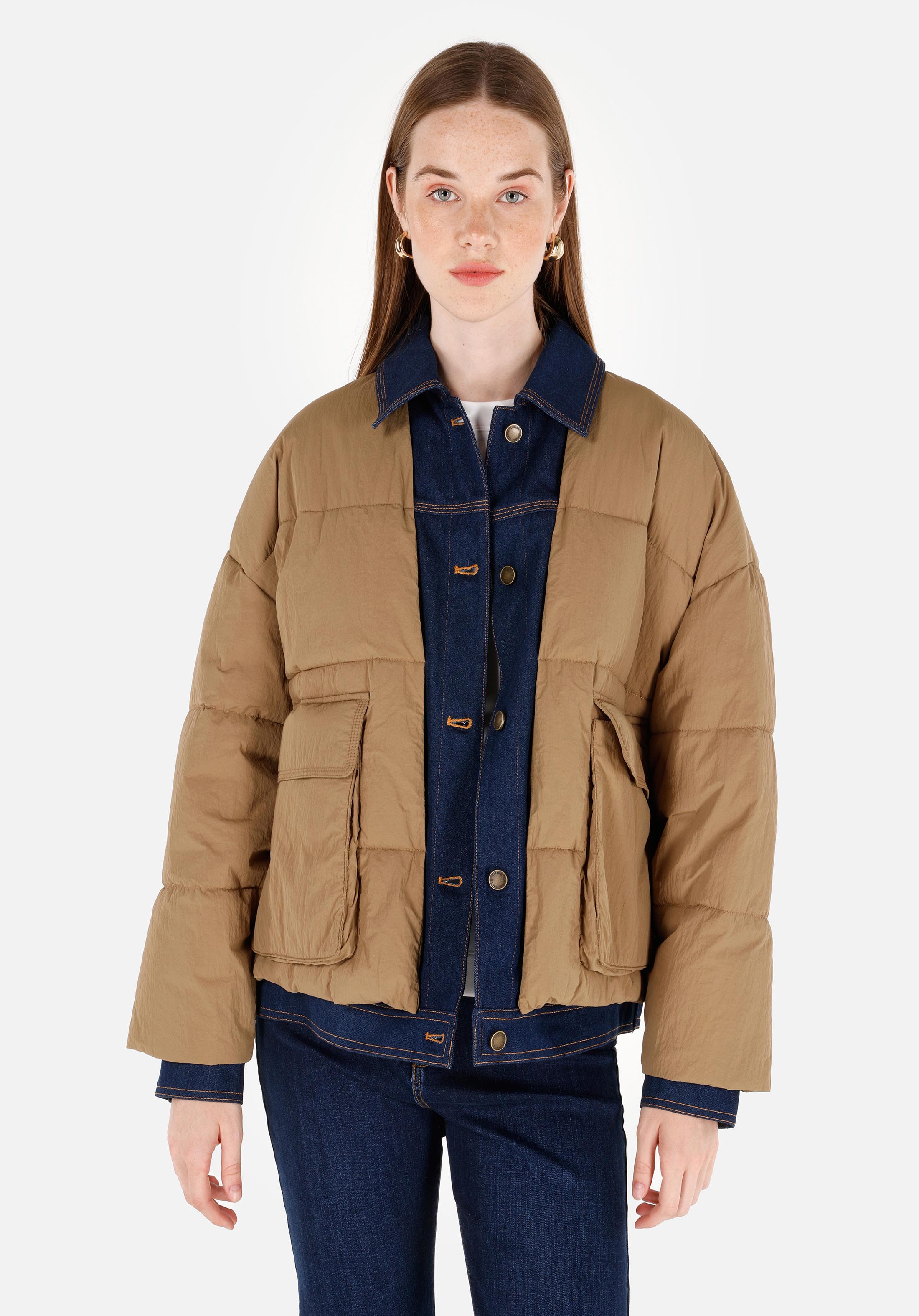 Regular Fit Shirt Neck    Kadın  Mont