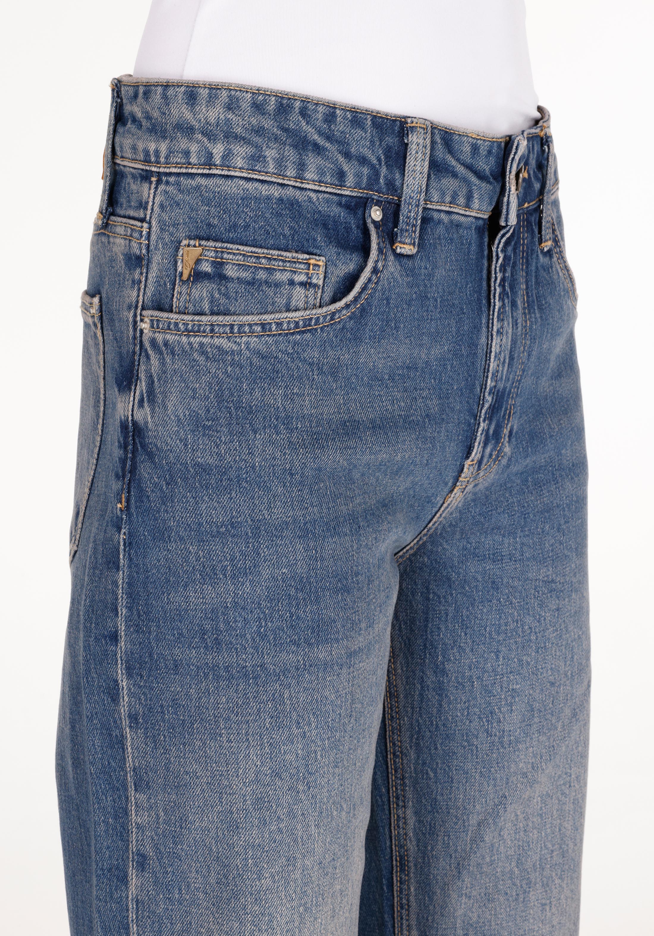 Straight Fit Orta Bel Düz Paça Kadın İndigo Jean Pantolon