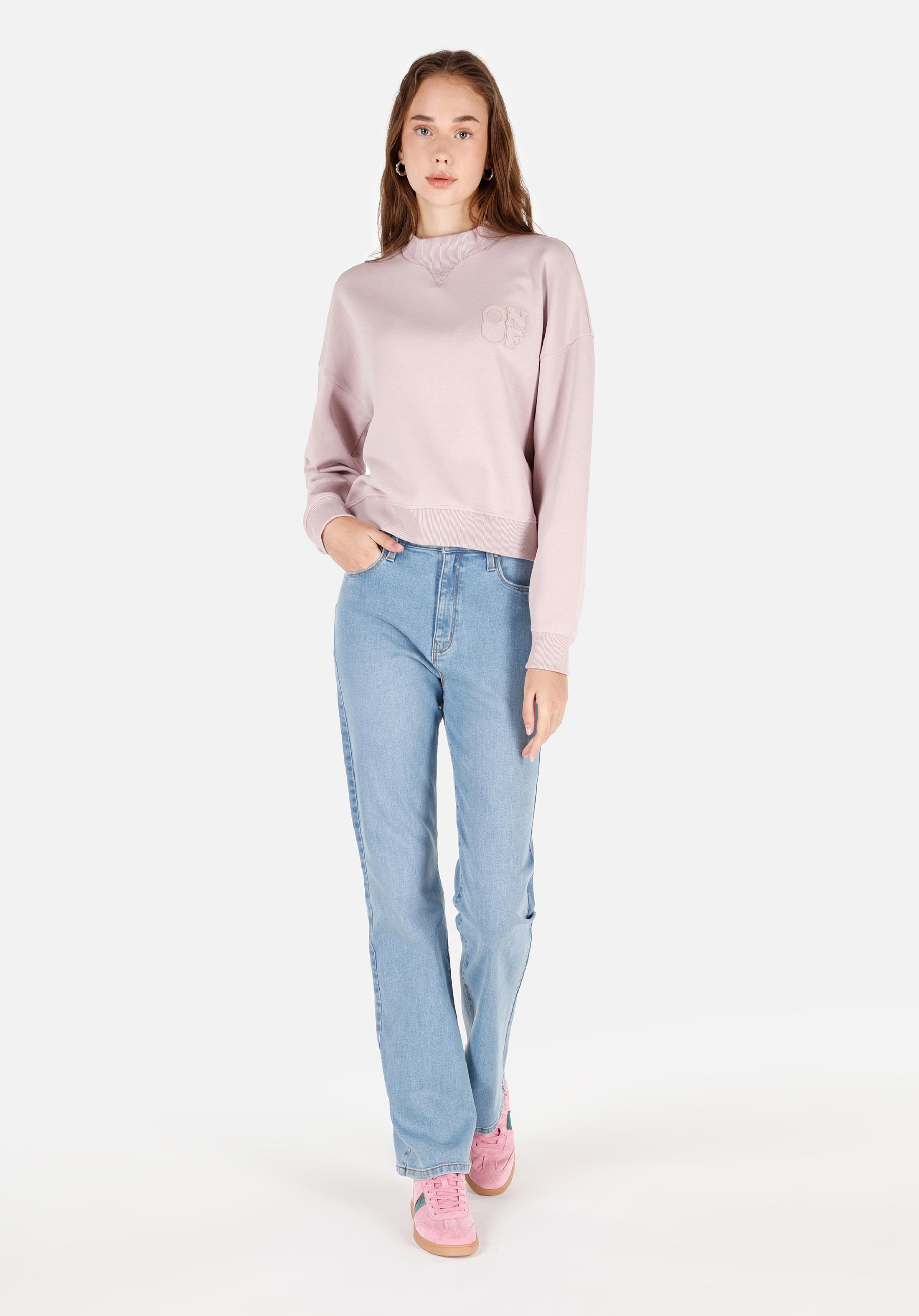 Regular Fit Yuvarlak Yaka  Kadın Pembe Sweatshirt