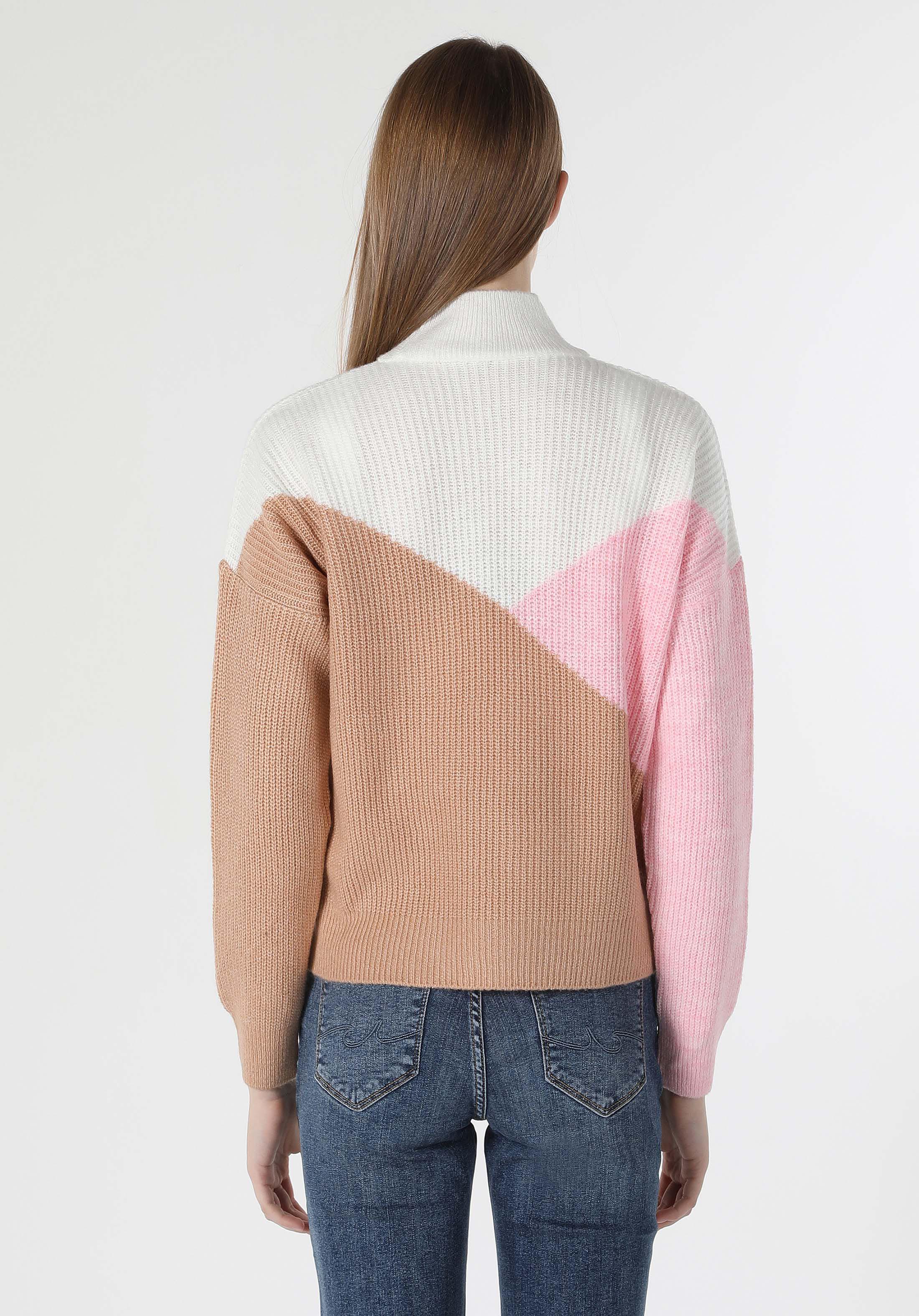 Comfort Fit Yuvarlak Yaka Düz Kadın Çok Renkli Kazak