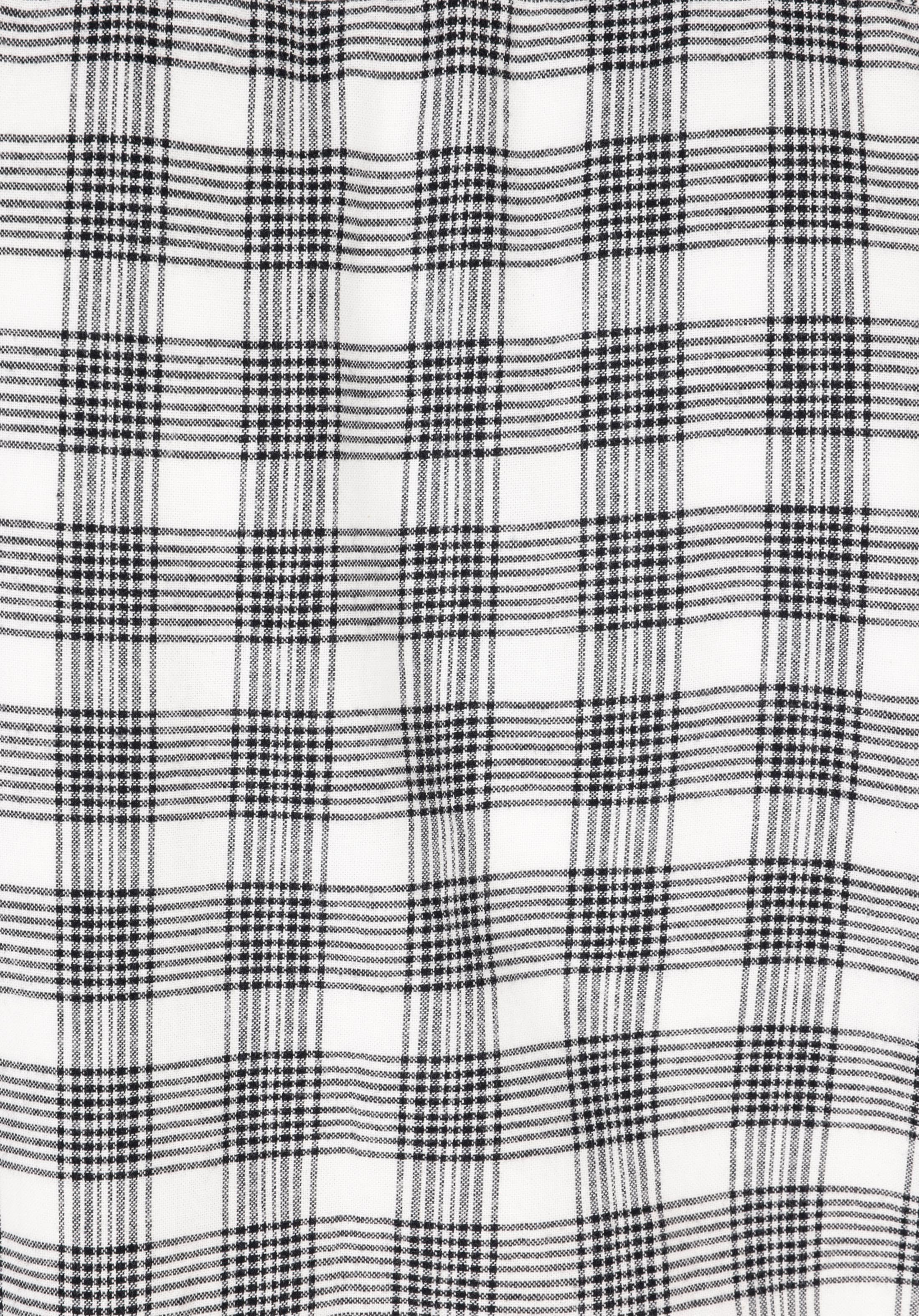 Slim Fit Shirt Neck Ekoseli Erkek Ekru Uzun Kol Gömlek