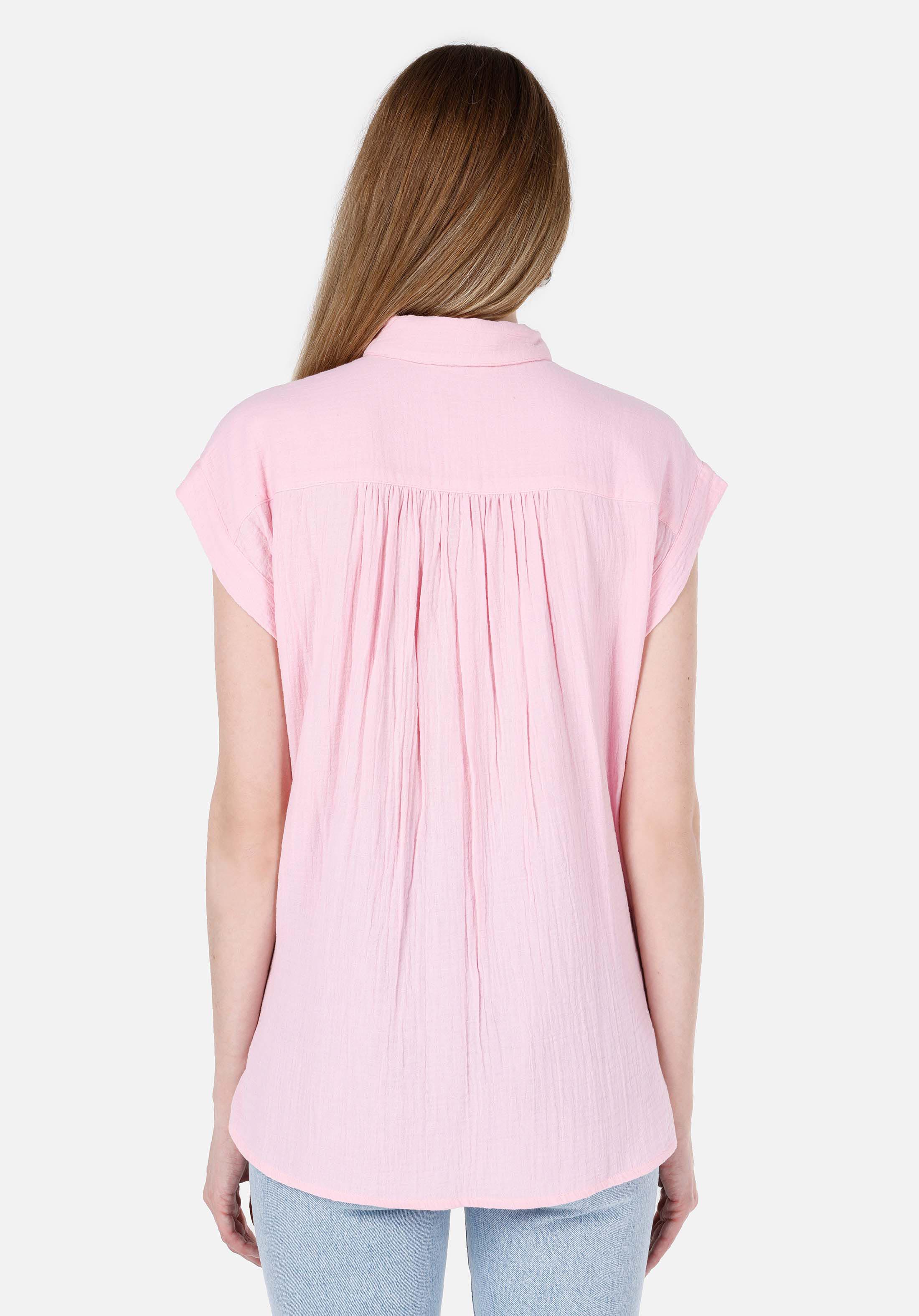 Regular Fit Shirt Neck Düz Kadın Pembe Kısa Kol Gömlek