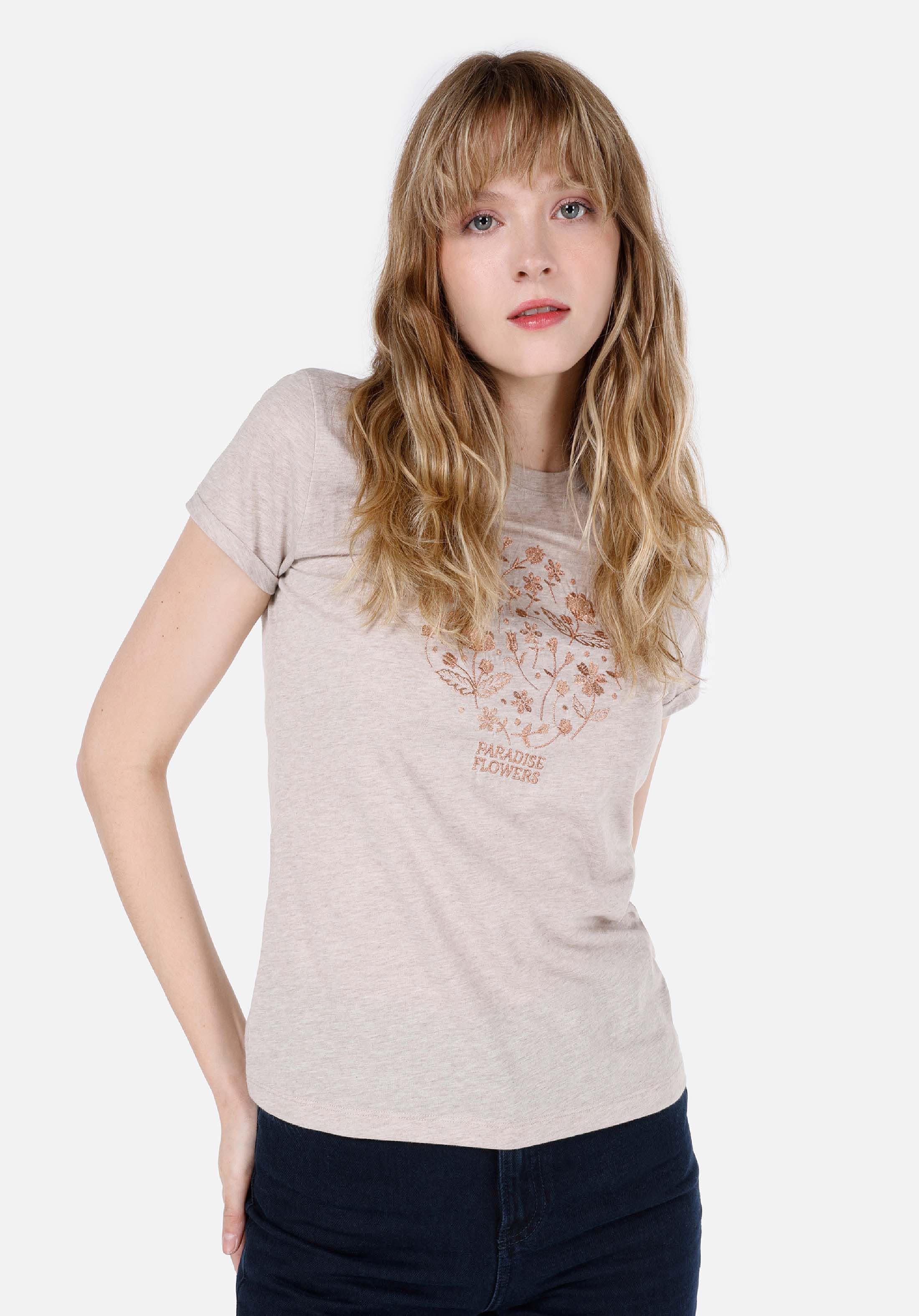 Slim Fit Yuvarlak Yaka  Kadın Gri Kısa Kol Tişört