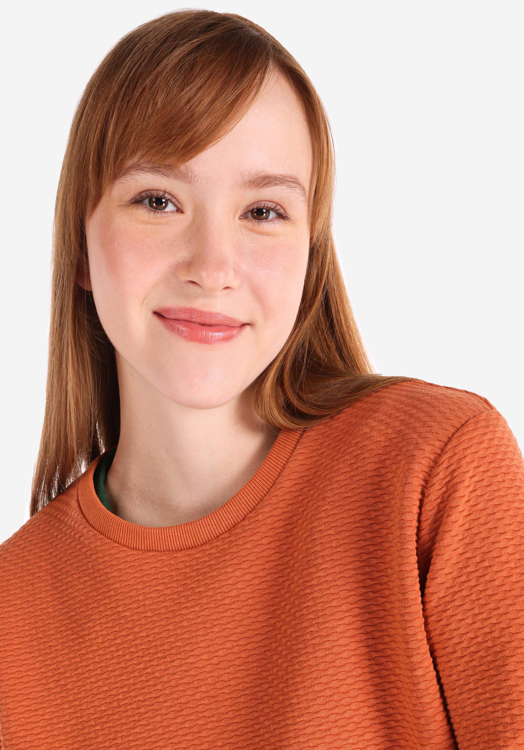 Regular Fit Yuvarlak Yaka Düz Kadın Kahverengi ¾ Kol Tişört