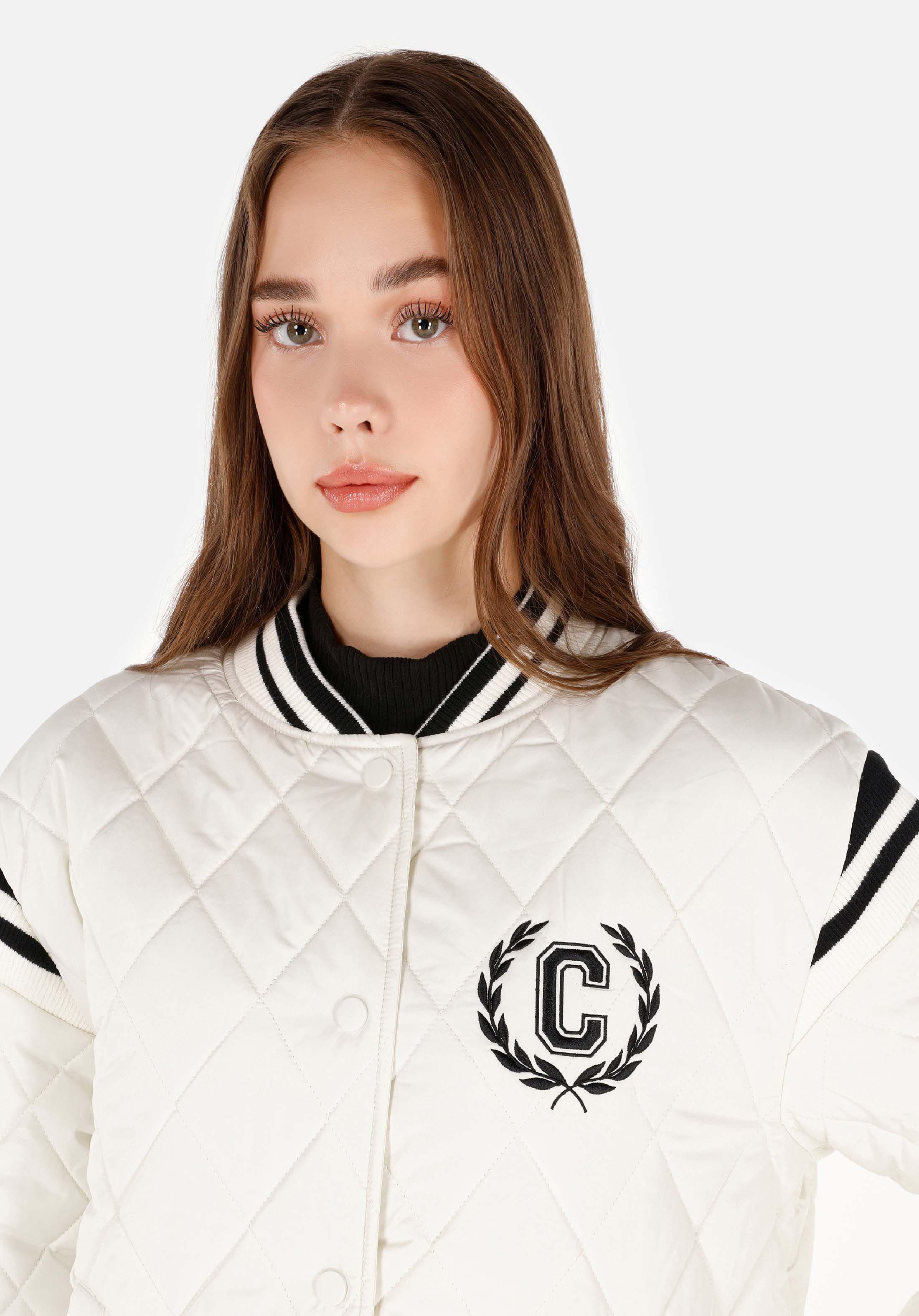 Regular Fit V Yaka    Kadın Beyaz Mont