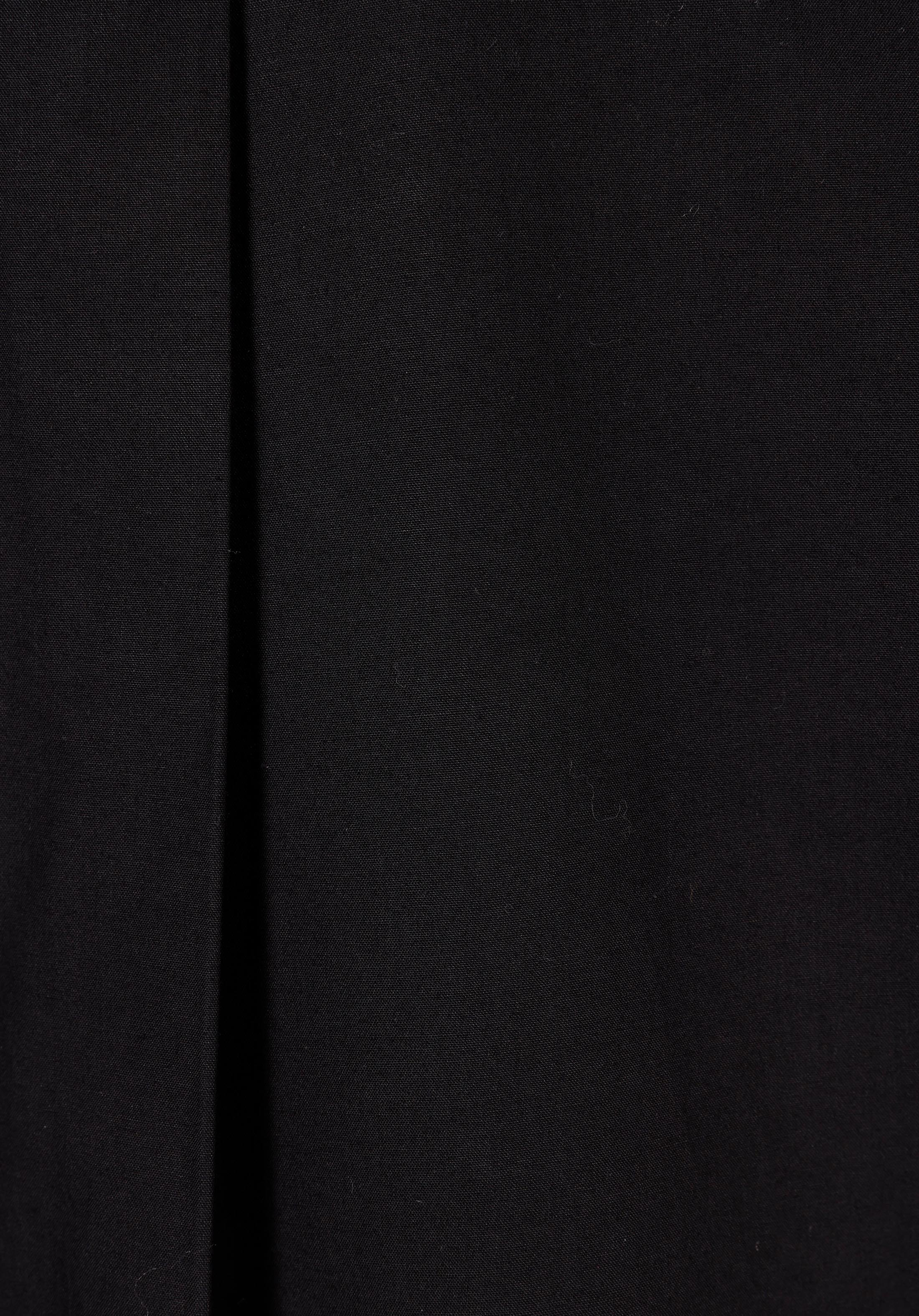 Relax Fit Shirt Neck Düz Kadın Siyah Uzun Kol Gömlek