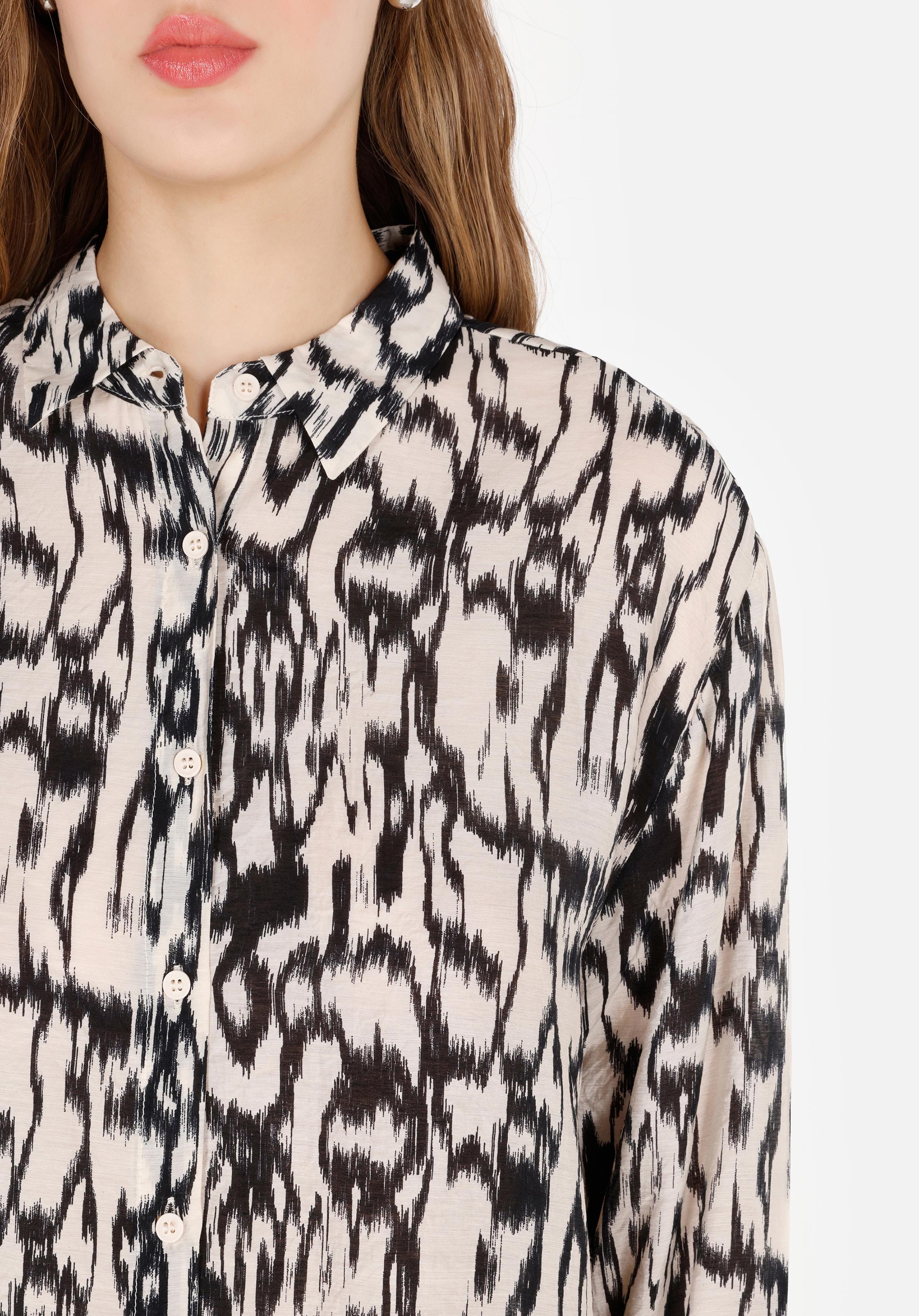 Regular Fit Shirt Neck  Kadın Bej Uzun Kol Gömlek