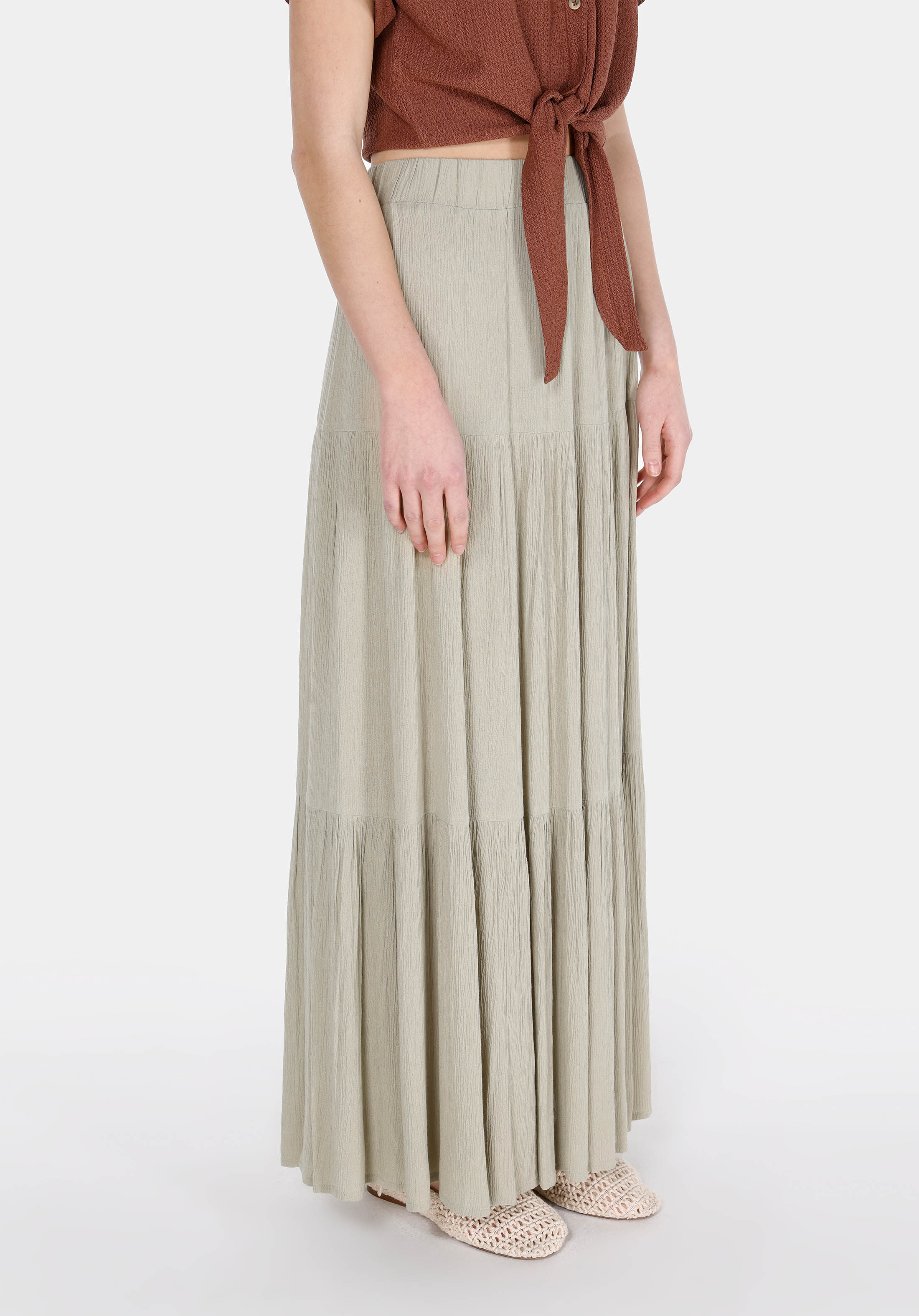Maxi Length Düz  Kadın Yeşil Etek