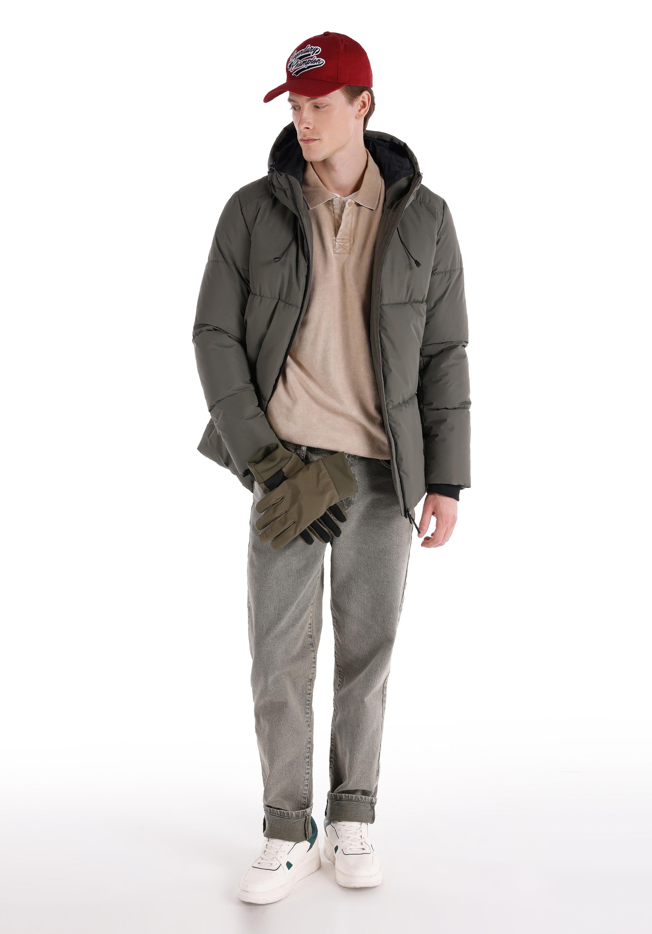 Slim Fit     Erkek Yeşil Mont