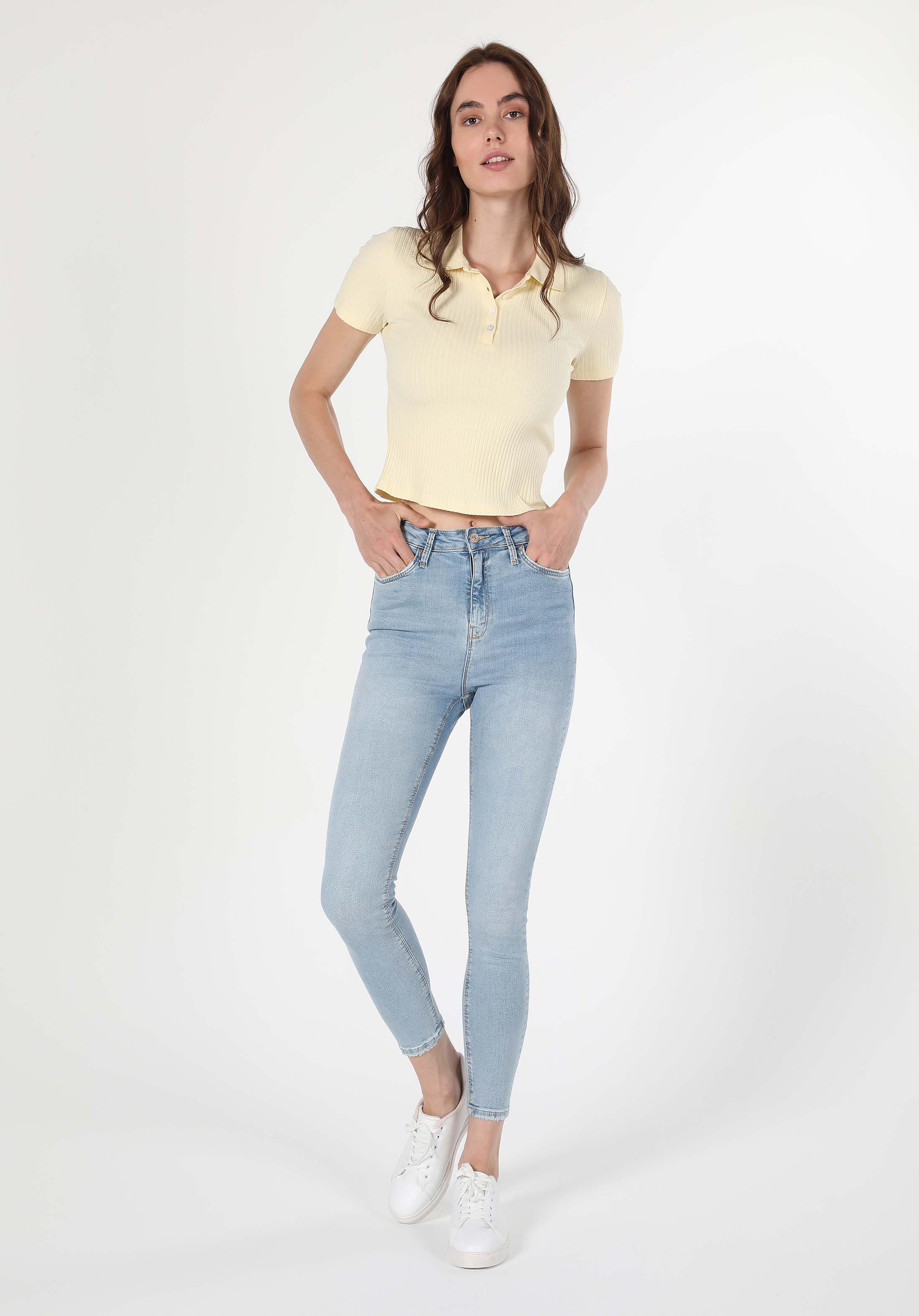 Super Slim Fit Yüksek Bel Dar Paça Kadın Denim Jean Pantolon