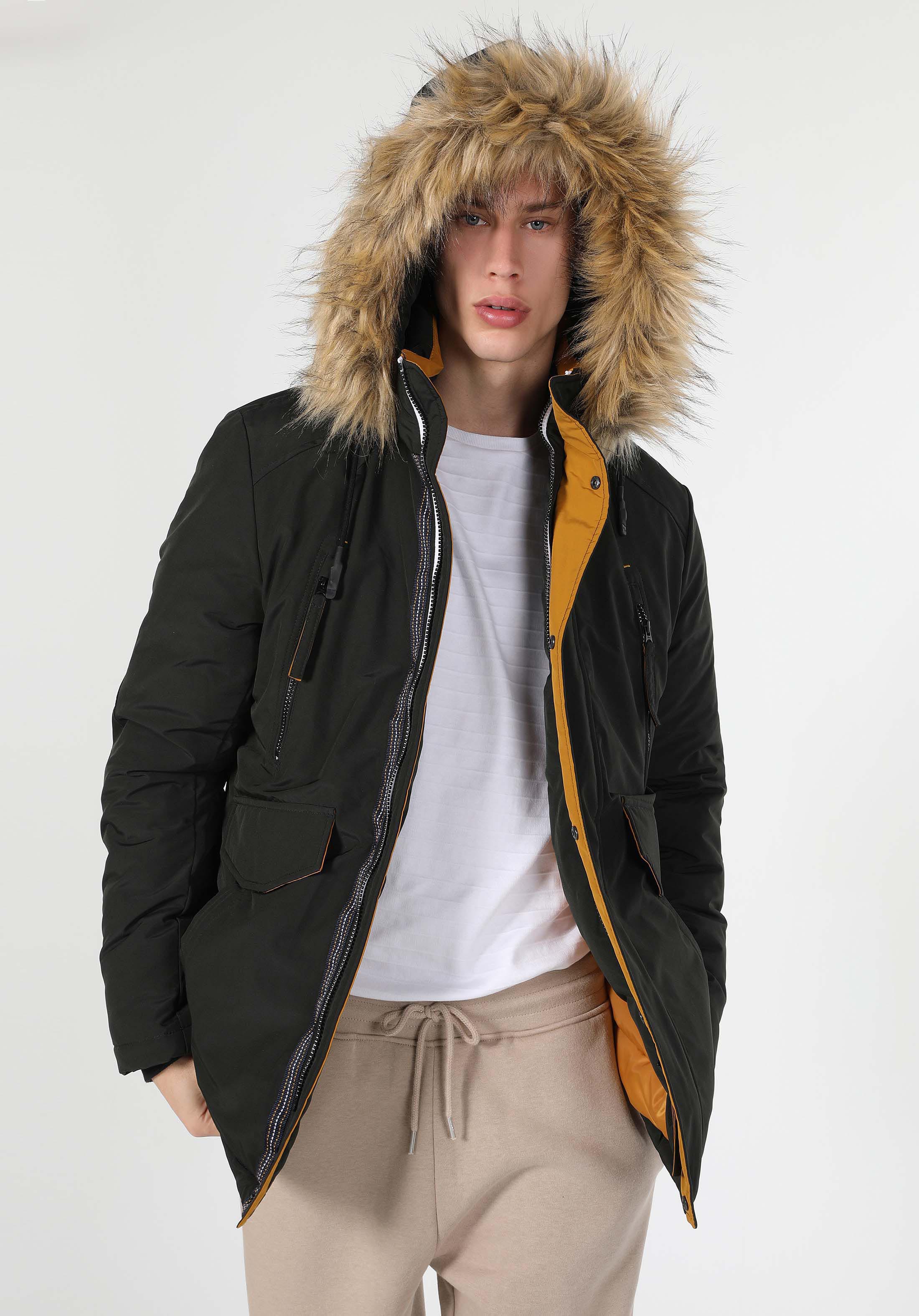 Regular Fit     Erkek Yeşil Mont